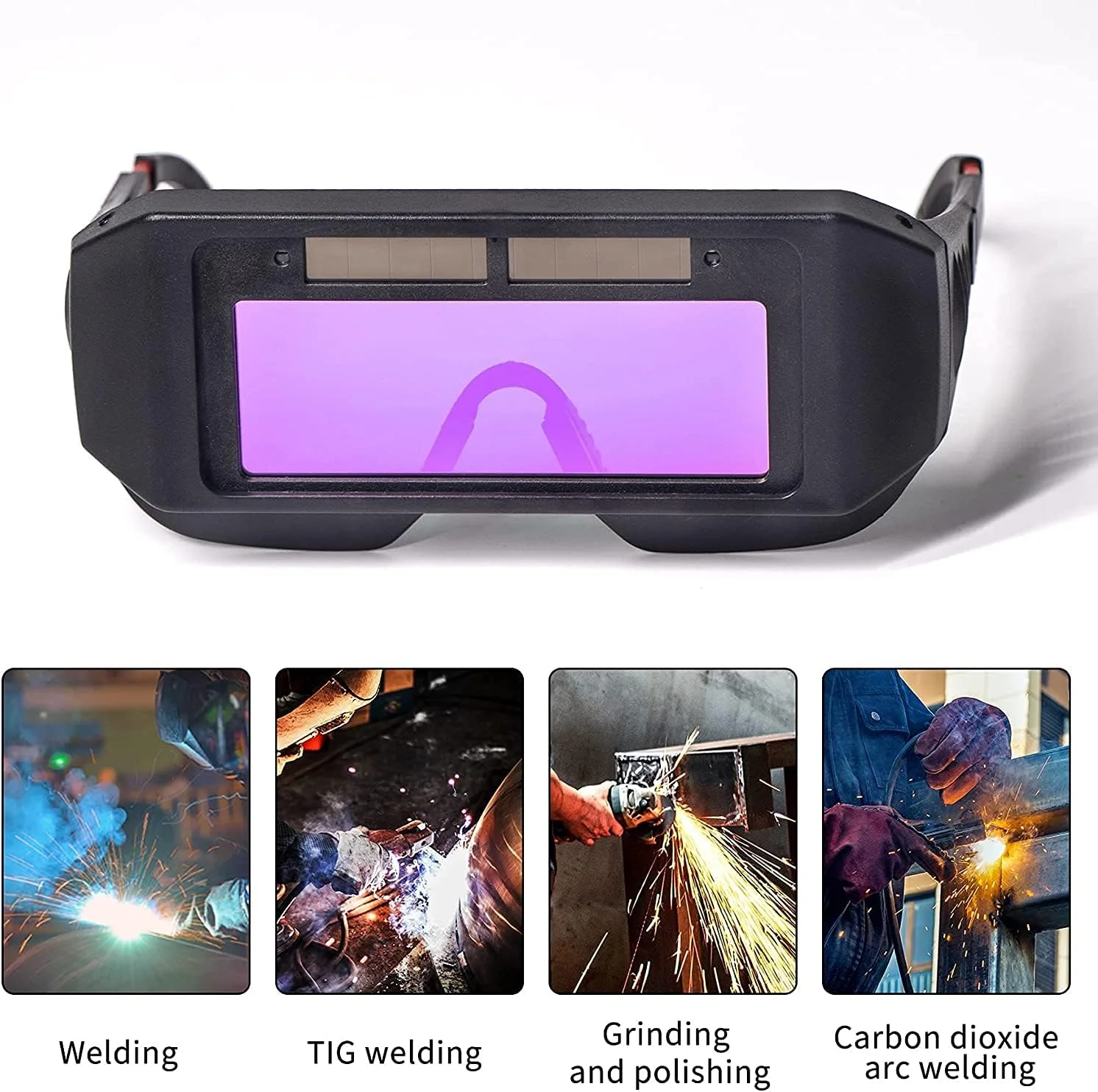 T TOVIA Auto Darkening Welding Goggles, Solar Power LCD Welding Mask Glasses Helmet Welder Gas Mask Eye Protection, Anti-Flog Anti-Glare Goggles, Gas Welding Plasma MIG TIG ARC Welder Protector Tools