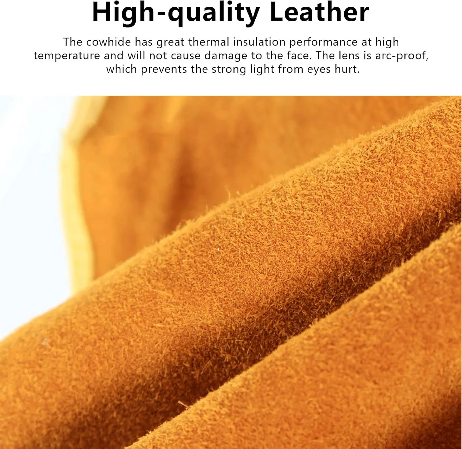 ماسک جوشکاری چرمی گاوی 2025 با لنز فیلتر تیره شونده خودکار خورشیدی، کلاه ایمنی جوشکاری چرمی محافظ کامل با محافظ گردن و شانه، کلاه کار مقاوم در برابر حرارت شعله جوشکاری