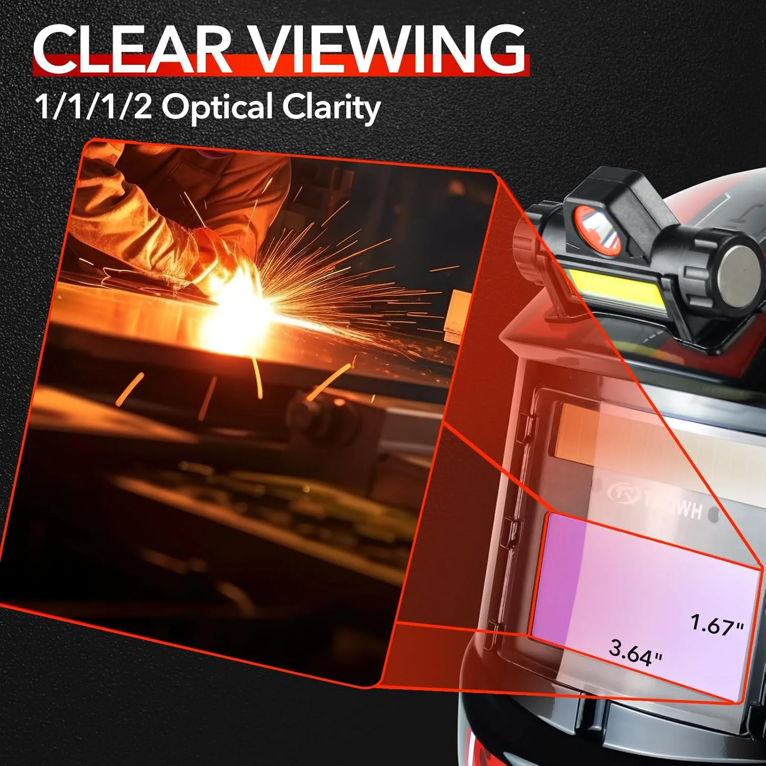 کلاه جوشکاری TRQWH با قابلیت تیره شوندگی خودکار، رنگ واقعی، وضوح اپتیکی عالی 1/1/1/2، سایه گسترده 9-13، ماسک جوشکاری با قابلیت سنگ زنی