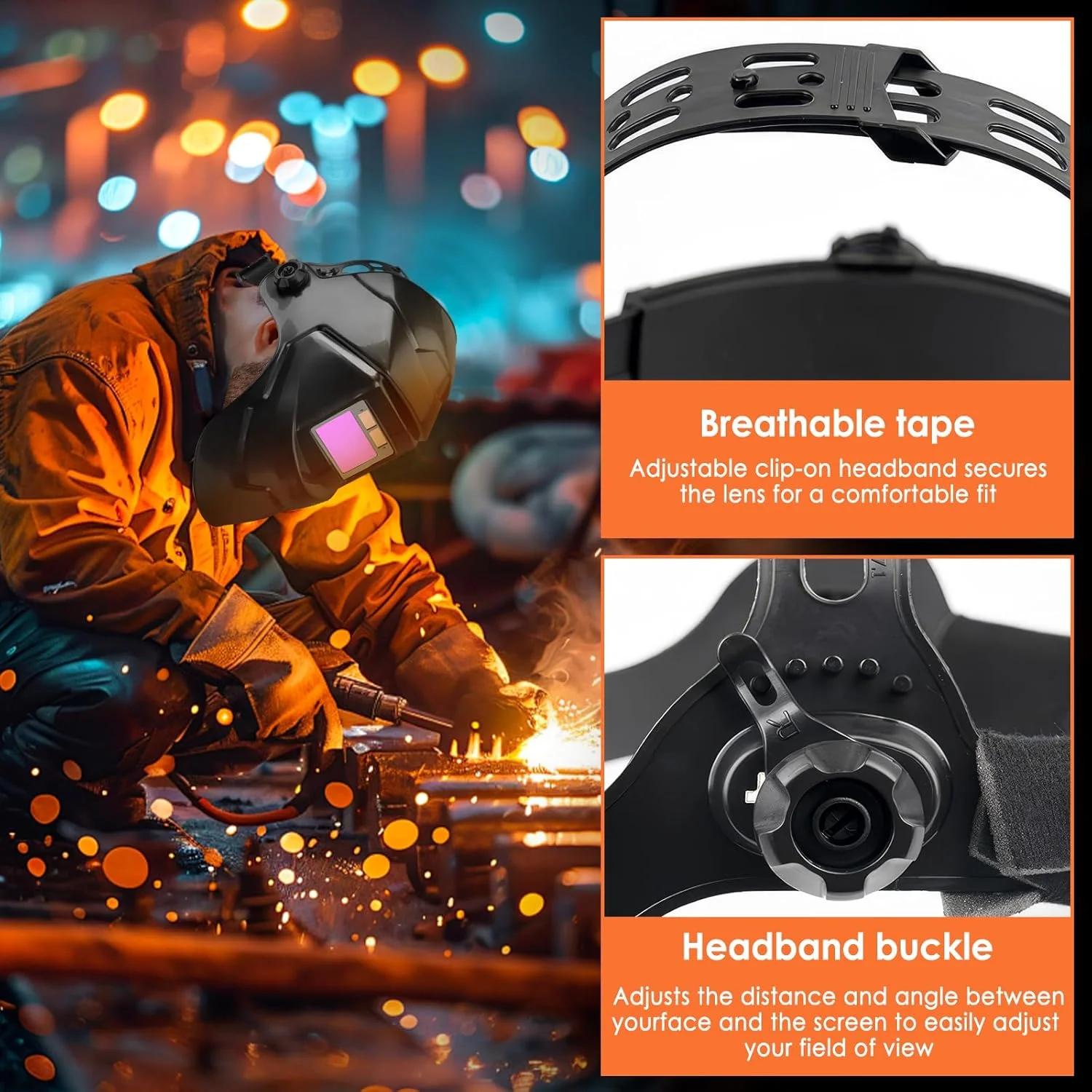 DEECOZY Large Viewing Screen Welding Mask, True Color Solar Automatic Dimming Color Changing Head-Mounted Welding Mask for Grinding Welder