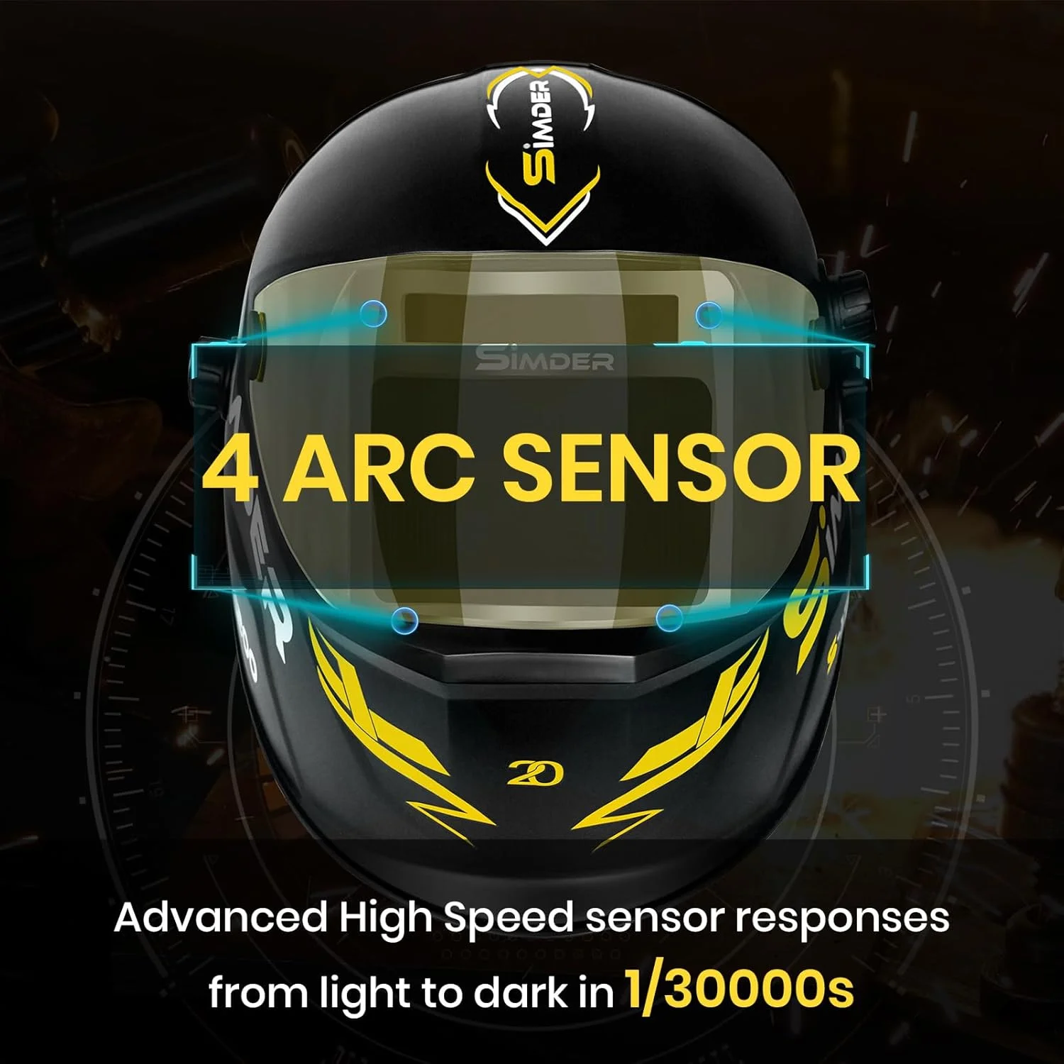 کلاه جوشکاری اتوماتیک SSIMDER با دید بسیار بزرگ 11x9 سانتی متر و رنگ واقعی، ماسک جوشکاری خورشیدی با 4 سنسور قوس، سایه گسترده 4/5-9/9-13 برای جوشکاری تیگ، میگ، قوس، برش و سنگ زنی