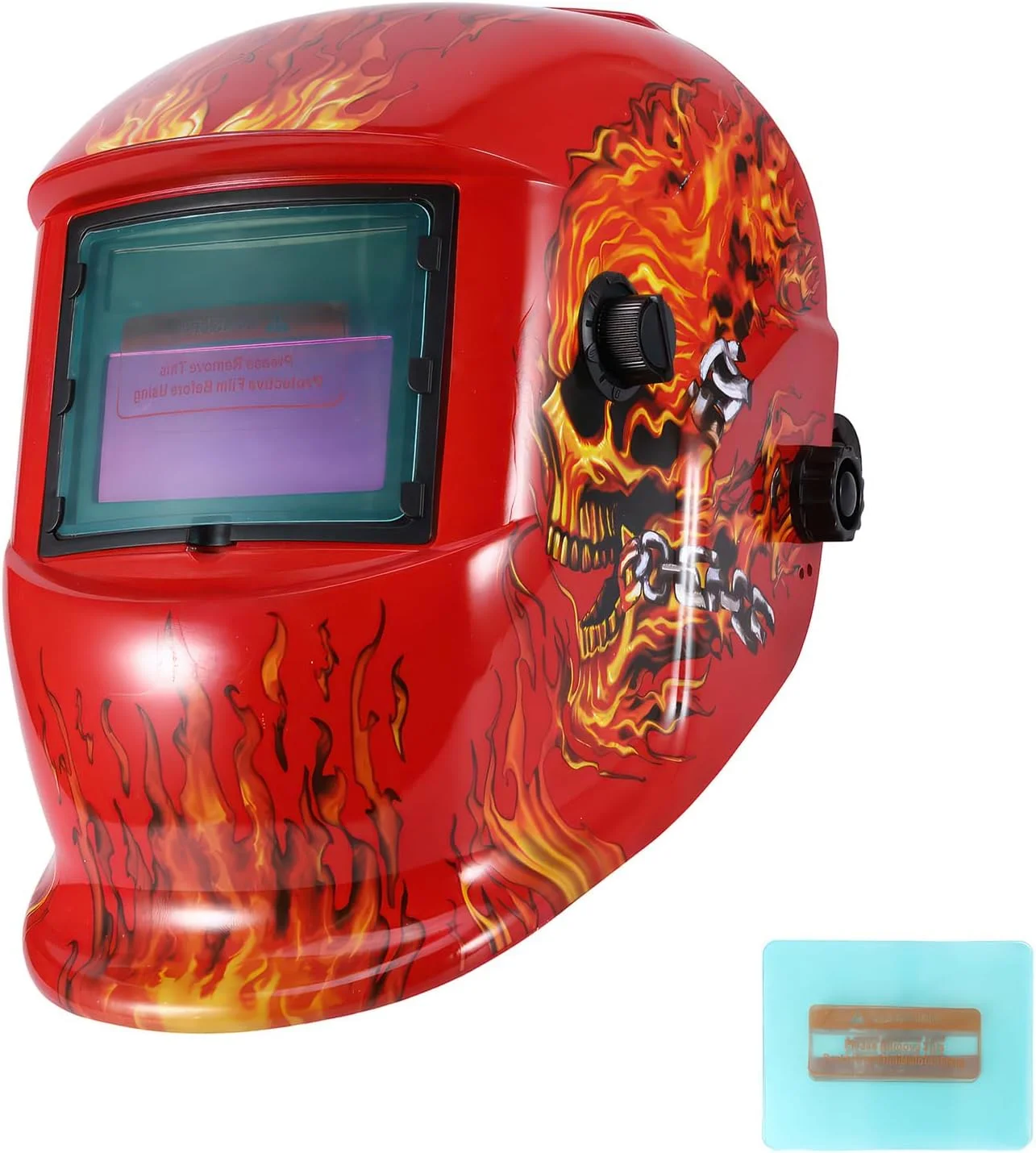 ماسک جوشکاری اتوماتیک تیره شونده، ماسک جوشکاری خورشیدی برای محافظت از چشم و صورت، کلاه ایمنی جوشکاری سبک و راحت قابل تنظیم با محدوده سایه 9-13، برای جوشکاری تیگ، میگ، قوس و سنگ زنی (شعله قرمز)