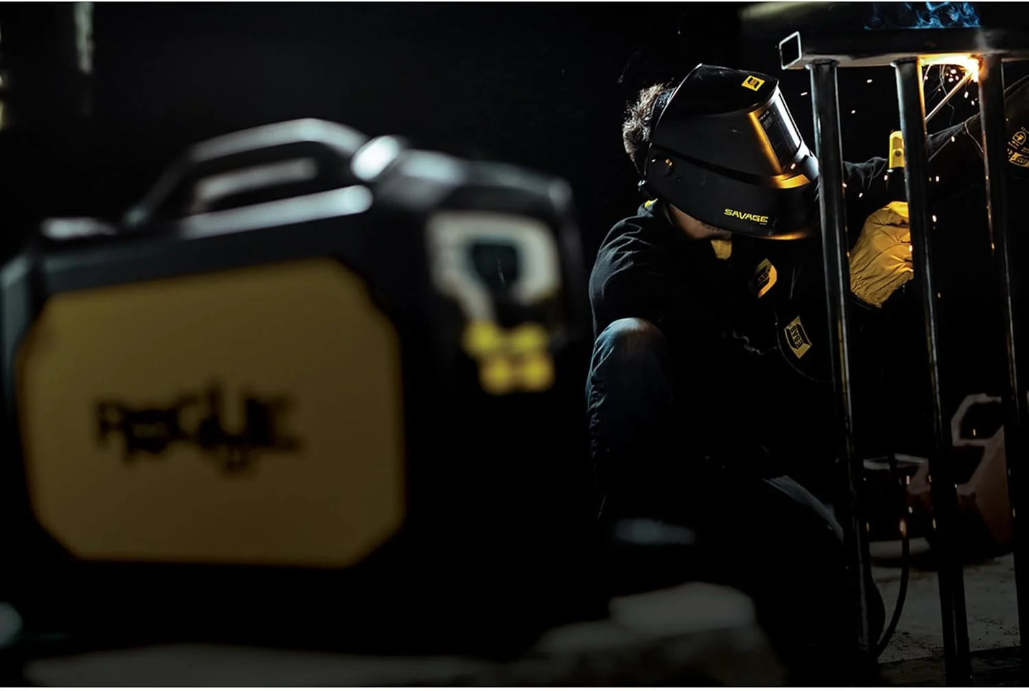 ESAB 0700000490 SAVAGE A40 Black Auto-Darkening Welding Helmet, External Shade Adjustment, Four Arc Sensor Auto Darkening, 3.93" x 1.96" True Color Viewing Lens, Sensitivity/Delay Control