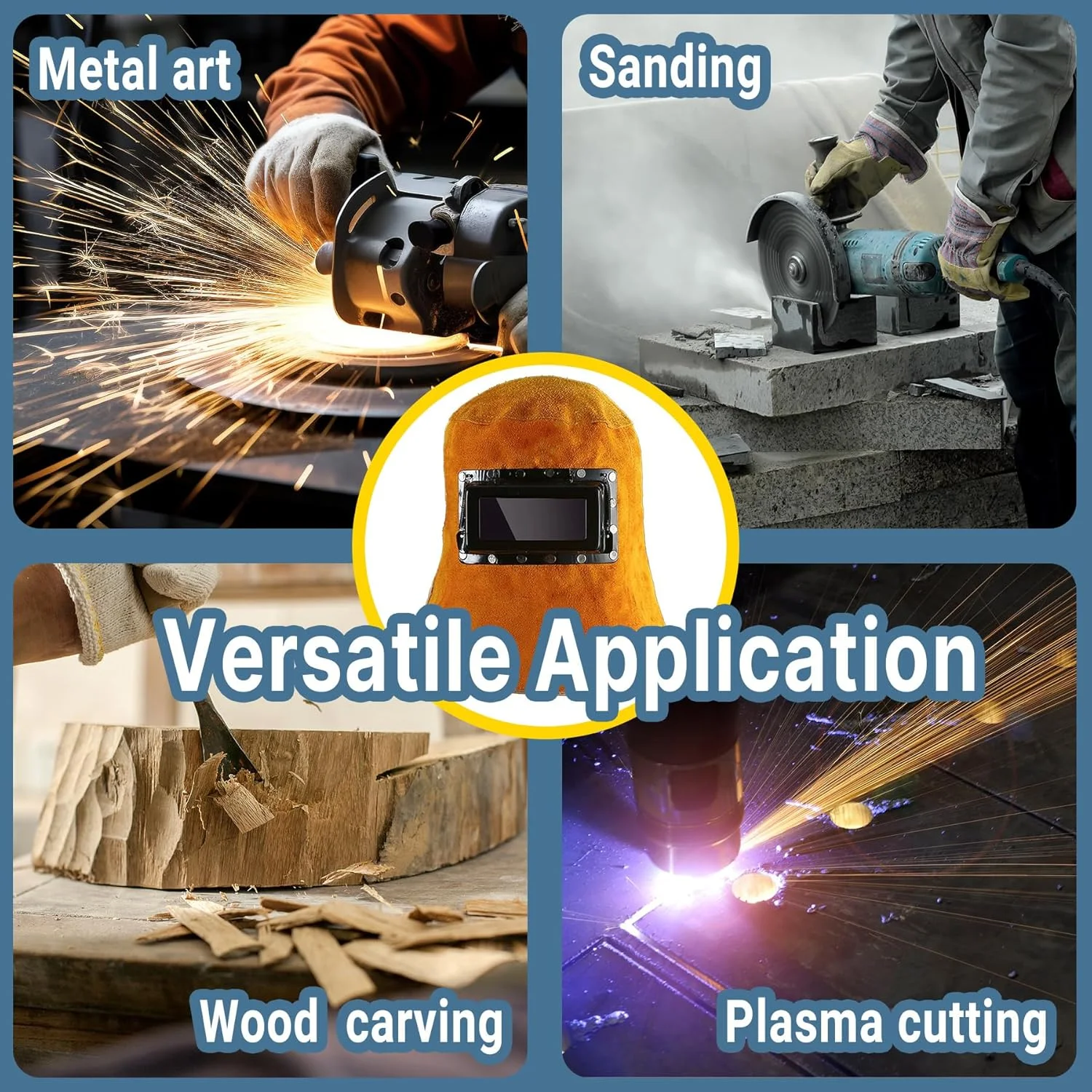 کلاه جوشکاری تمام سر T TOVIA، ماسک جوشکاری چرمی با قابلیت تیره شوندگی خودکار، ماسک جوشکاری مقاوم در برابر تنفس و شعله برای محافظت از جوشکاری