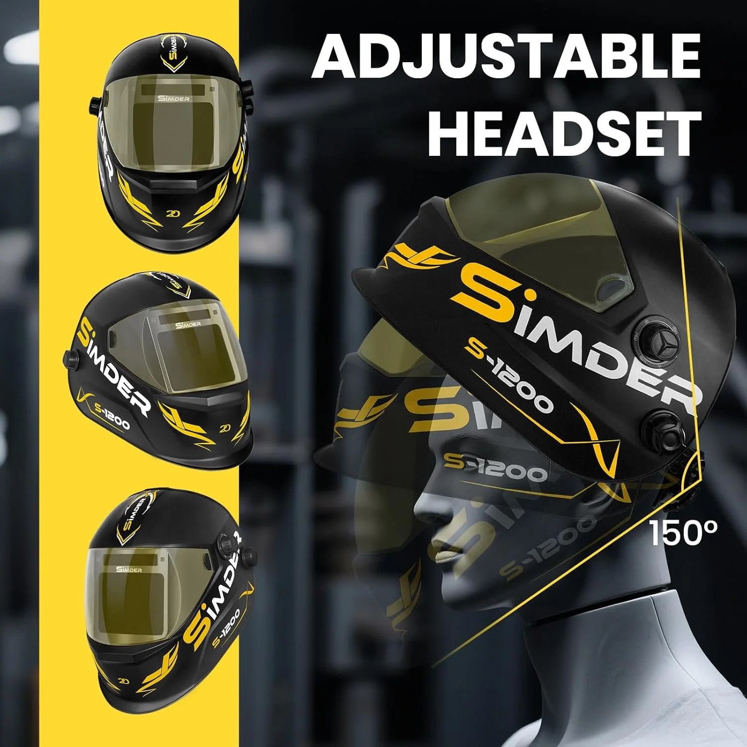 کلاه جوشکاری اتوماتیک SSIMDER با دید بسیار بزرگ 11x9 سانتی متر و رنگ واقعی، ماسک جوشکاری خورشیدی با 4 سنسور قوس، سایه گسترده 4/5-9/9-13 برای جوشکاری تیگ، میگ، قوس، برش و سنگ زنی