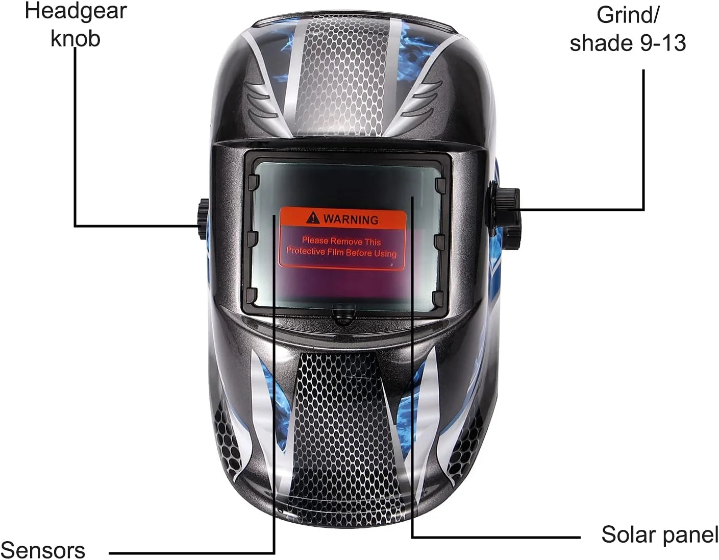 ماسک جوشکاری اتوماتیک تیره شونده UNISOPH، ماسک جوشکاری خورشیدی برای محافظت از چشم و صورت، کلاه جوشکاری سبک وزن و راحت قابل تنظیم با محدوده سایه 9-13، برای جوشکاری TIG، MIG، Arc و سنگ زنی