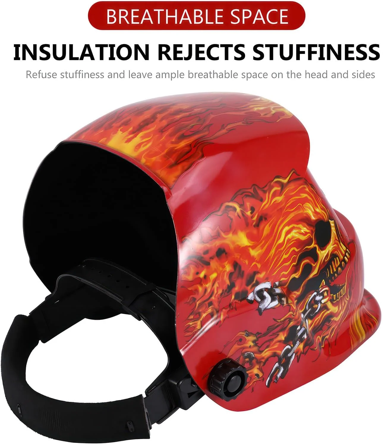 ماسک جوشکاری اتوماتیک تیره شونده، ماسک جوشکاری خورشیدی برای محافظت از چشم و صورت، کلاه ایمنی جوشکاری سبک و راحت قابل تنظیم با محدوده سایه 9-13، برای جوشکاری تیگ، میگ، قوس و سنگ زنی (شعله قرمز)