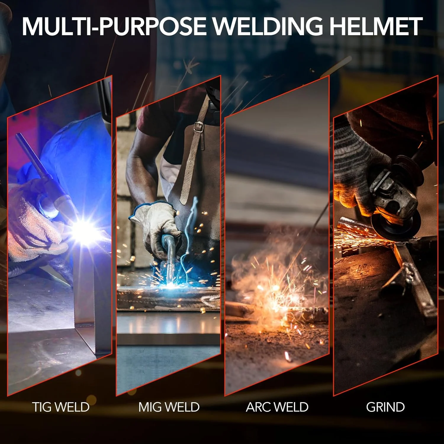 کلاه جوشکاری TRQWH با قابلیت تیره شوندگی خودکار، رنگ واقعی، وضوح اپتیکی عالی 1/1/1/2، سایه گسترده 9-13، ماسک جوشکاری با قابلیت سنگ زنی