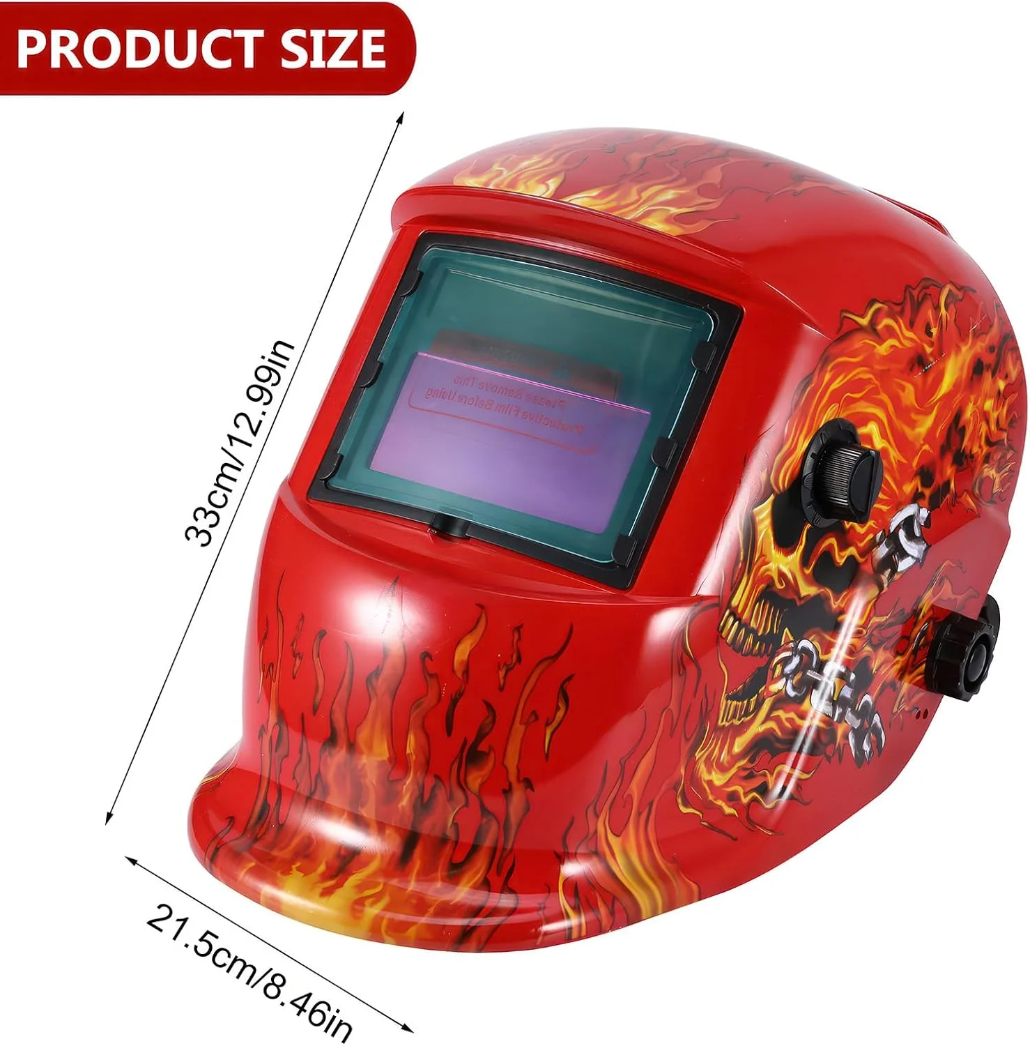 ماسک جوشکاری اتوماتیک تیره شونده، ماسک جوشکاری خورشیدی برای محافظت از چشم و صورت، کلاه ایمنی جوشکاری سبک و راحت قابل تنظیم با محدوده سایه 9-13، برای جوشکاری تیگ، میگ، قوس و سنگ زنی (شعله قرمز)