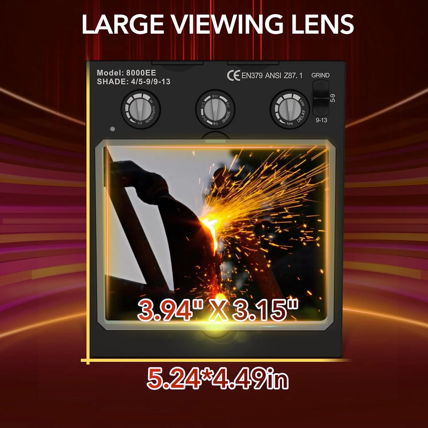 کلاه جوشکاری اتوماتیک تیره شونده TRQWH با نور LED، دید بزرگ، انرژی خورشیدی، رنگ واقعی، 4 سنسور قوس، سایه گسترده 4/5-9/9-13، ماسک جوشکاری برای جوشکاری TIG MIG Arc و سنگ زنی (TRQWH-LE02)