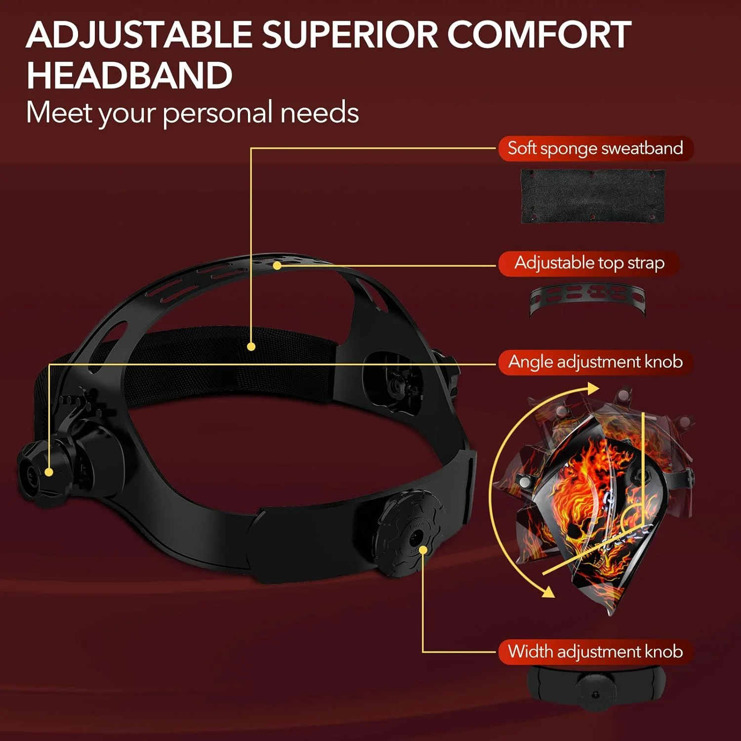 کلاه جوشکاری اتوماتیک تیره شونده TRQWH با نور LED، دید بزرگ، انرژی خورشیدی، رنگ واقعی، 4 سنسور قوس، سایه گسترده 4/5-9/9-13، ماسک جوشکاری برای جوشکاری TIG MIG Arc و سنگ زنی (TRQWH-LE02)