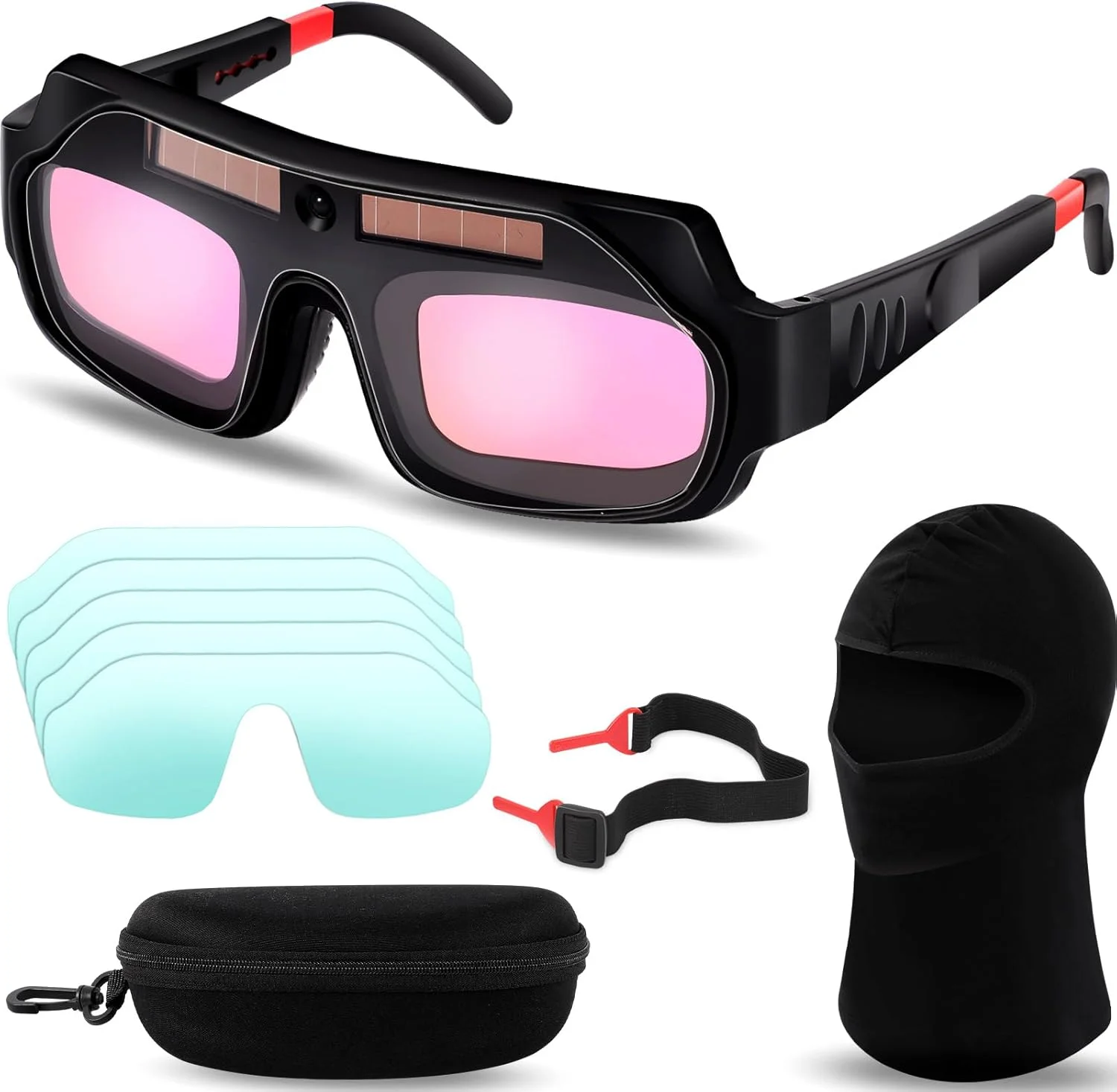 Tellegloww 1 Set Welding Glasses Solar Welding Goggles Auto Darkening Welder Glasses Mask Helmet with Replacement Lenses