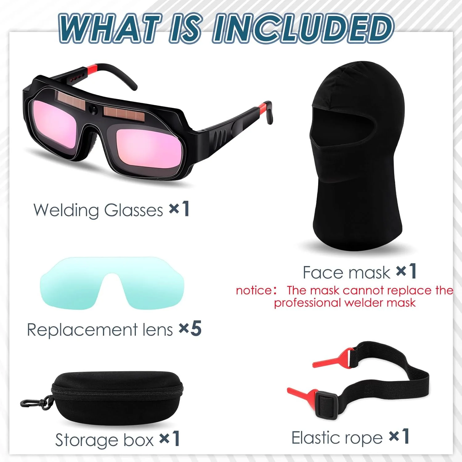 Tellegloww 1 Set Welding Glasses Solar Welding Goggles Auto Darkening Welder Glasses Mask Helmet with Replacement Lenses Tellegloww 1 Set Welding Glasses Solar Welding Goggles Auto Darkening Welder Glasses Mask Helmet with Replacement Lenses