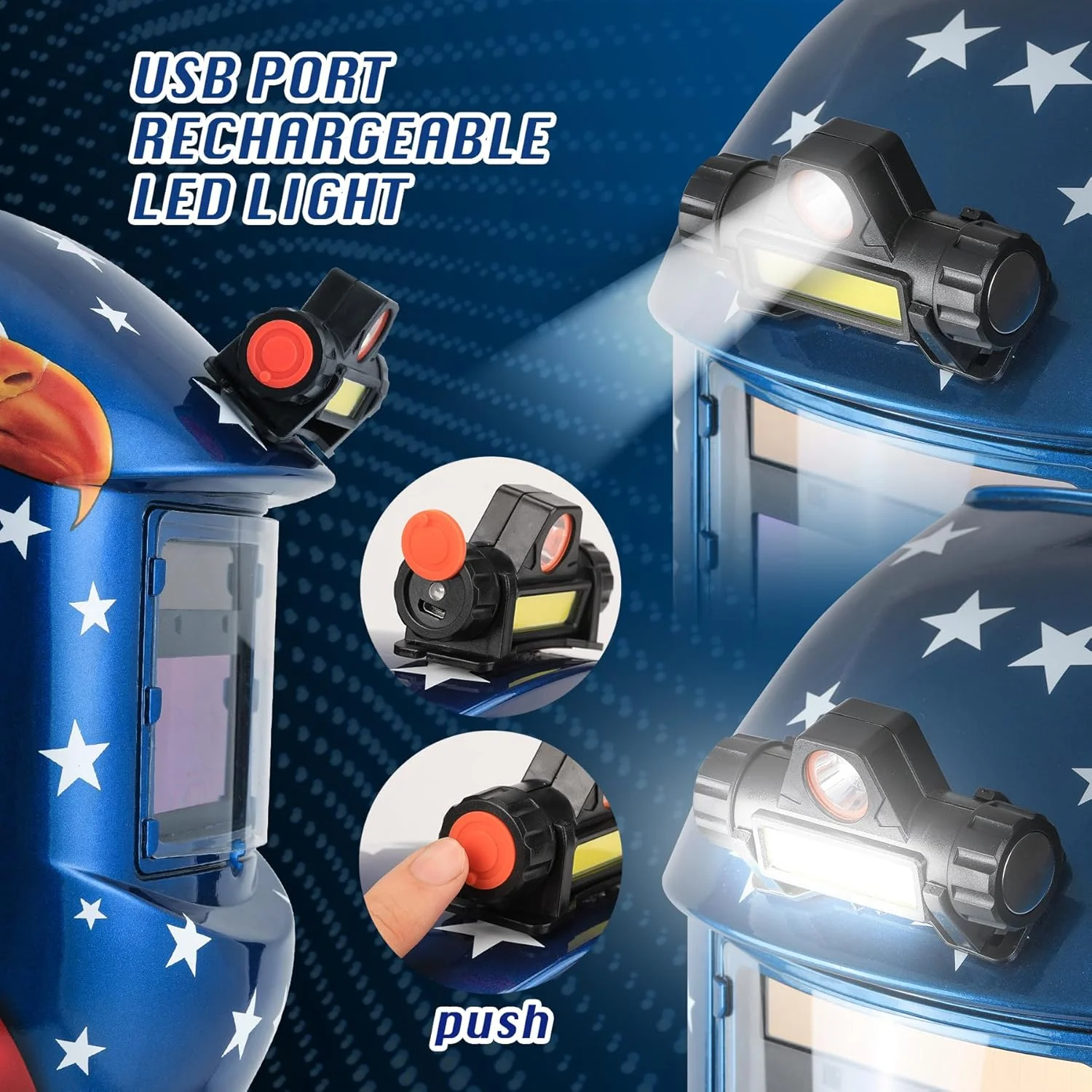 کلاه جوشکاری اتوماتیک تیره شونده WALKEREN WR01B با چراغ LED، نقاب جوشکاری با انرژی خورشیدی با محدوده سایه قابل تنظیم 4/9-13 برای ماسک جوشکاری Mig Tig Arc (عقاب آبی II) کلاه جوشکاری اتوماتیک تیره شونده WALKEREN WR01B با چراغ LED، نقاب جوشکاری با انرژی خورشیدی با محدوده سایه قابل تنظیم 4/9-13 برای ماسک جوشکاری Mig Tig Arc (عقاب آبی II)