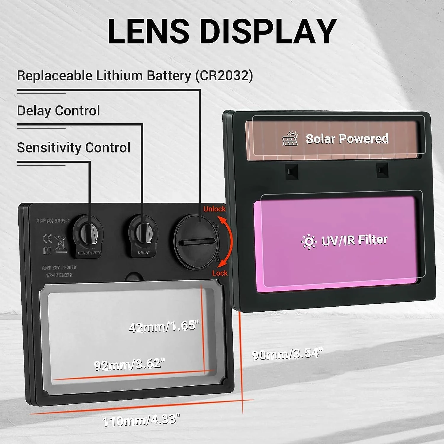 ماسک جوشکاری DEKO: تیره شونده خودکار، رنگ واقعی خورشیدی، کلاه ایمنی جوشکاری