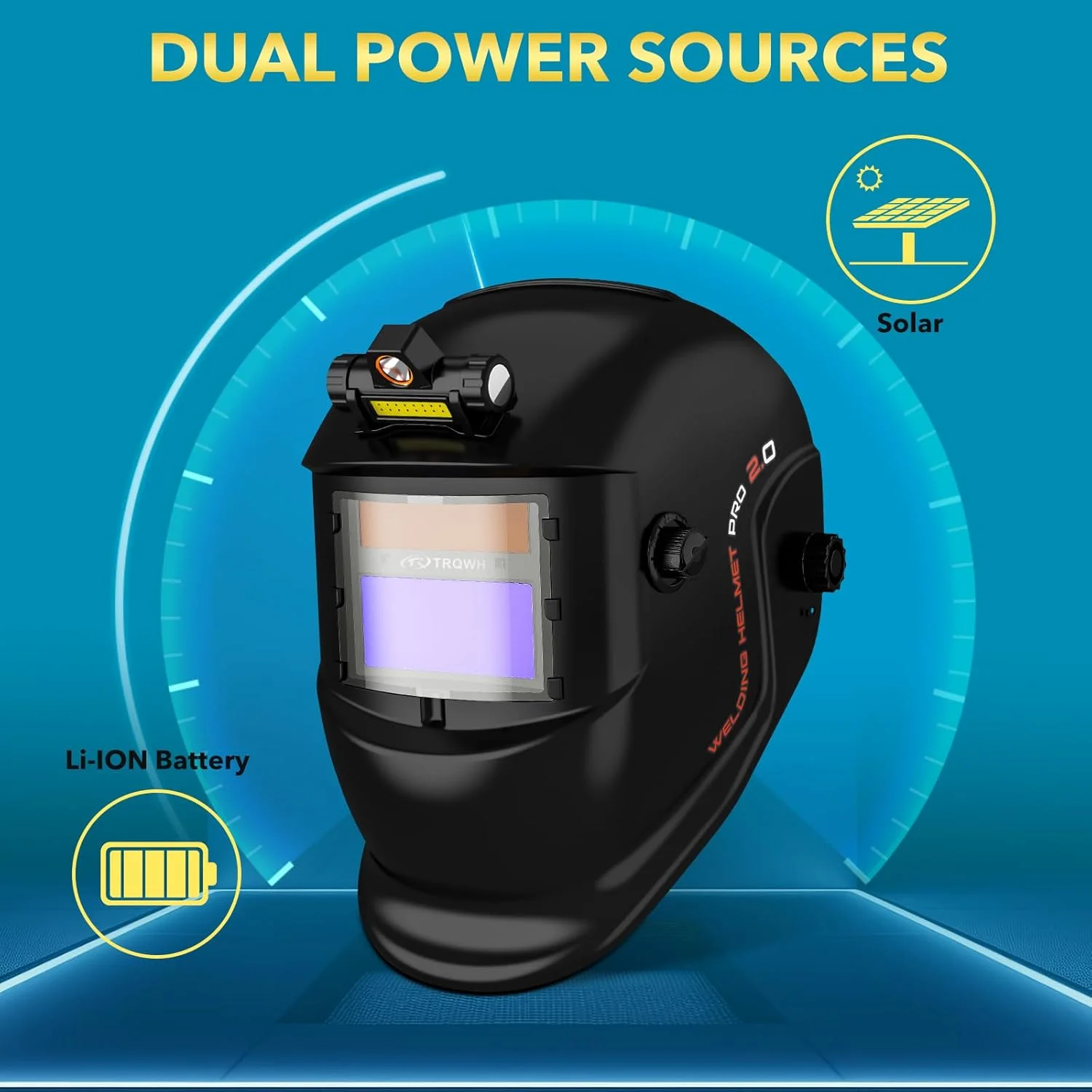 کلاه جوشکاری TRQWH با قابلیت تیره شوندگی خودکار و چراغ LED - کلاه جوشکاری رنگ واقعی با انرژی خورشیدی و 2 سنسور قوس، محدوده سایه قابل تنظیم 4/9-13، ماسک جوشکاری برای جوشکاری تیگ، میگ، آرک، برش پلاسما و سنگ زنی کلاه جوشکاری TRQWH با قابلیت تیره شوندگی خودکار و چراغ LED - کلاه جوشکاری رنگ واقعی با انرژی خورشیدی و 2 سنسور قوس، محدوده سایه قابل تنظیم 4/9-13، ماسک جوشکاری برای جوشکاری تیگ، میگ، آرک، برش پلاسما و سنگ زنی