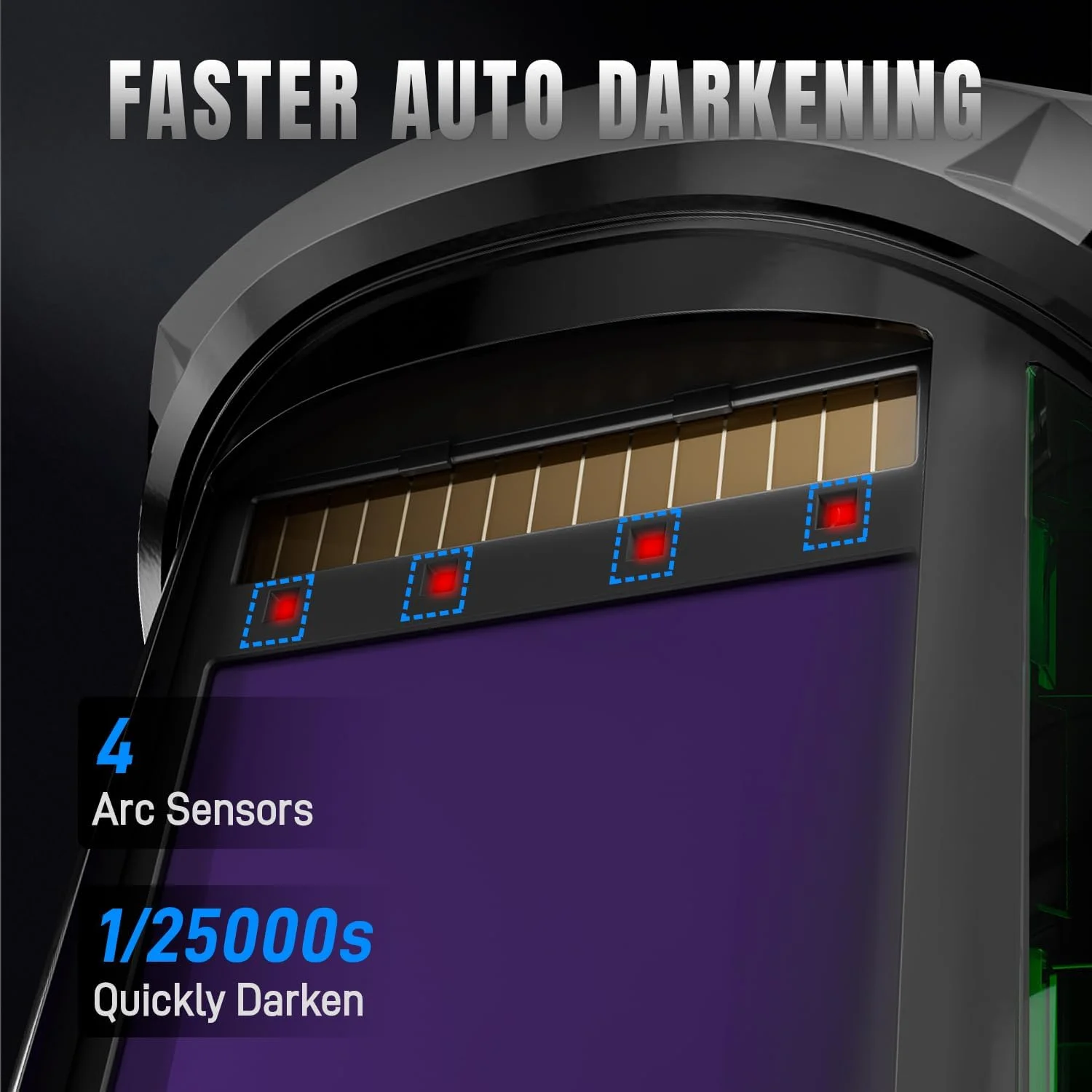 کلاه جوشکاری ANDELI با چراغ، دید پانوراما 180 درجه 3.94"X3.74" کلاه جوشکاری با تیره شدن خودکار رنگ واقعی با 4 سنسور قوس جوشکاری کلاه جوشکاری مردانه برای جوشکاری TIG MIG ARC