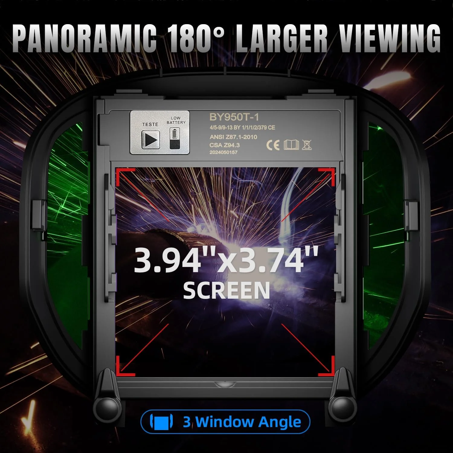 کلاه جوشکاری ANDELI با چراغ، دید پانوراما 180 درجه 3.94"X3.74" کلاه جوشکاری با تیره شدن خودکار رنگ واقعی با 4 سنسور قوس جوشکاری کلاه جوشکاری مردانه برای جوشکاری TIG MIG ARC