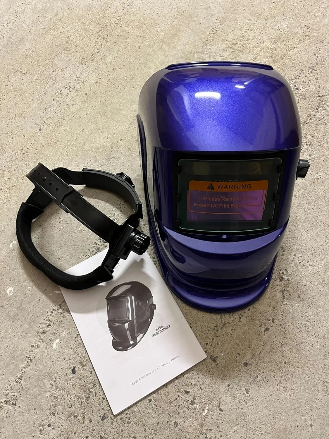 ماسک جوشکاری اتوماتیک SIXTOL مدل 3 با قابلیت تیره شوندگی خودکار و عملکرد سنگ زنی، سایه گسترده 4/9-13 مناسب جوشکاری تیگ، میگ و قوس الکتریکی - آبی