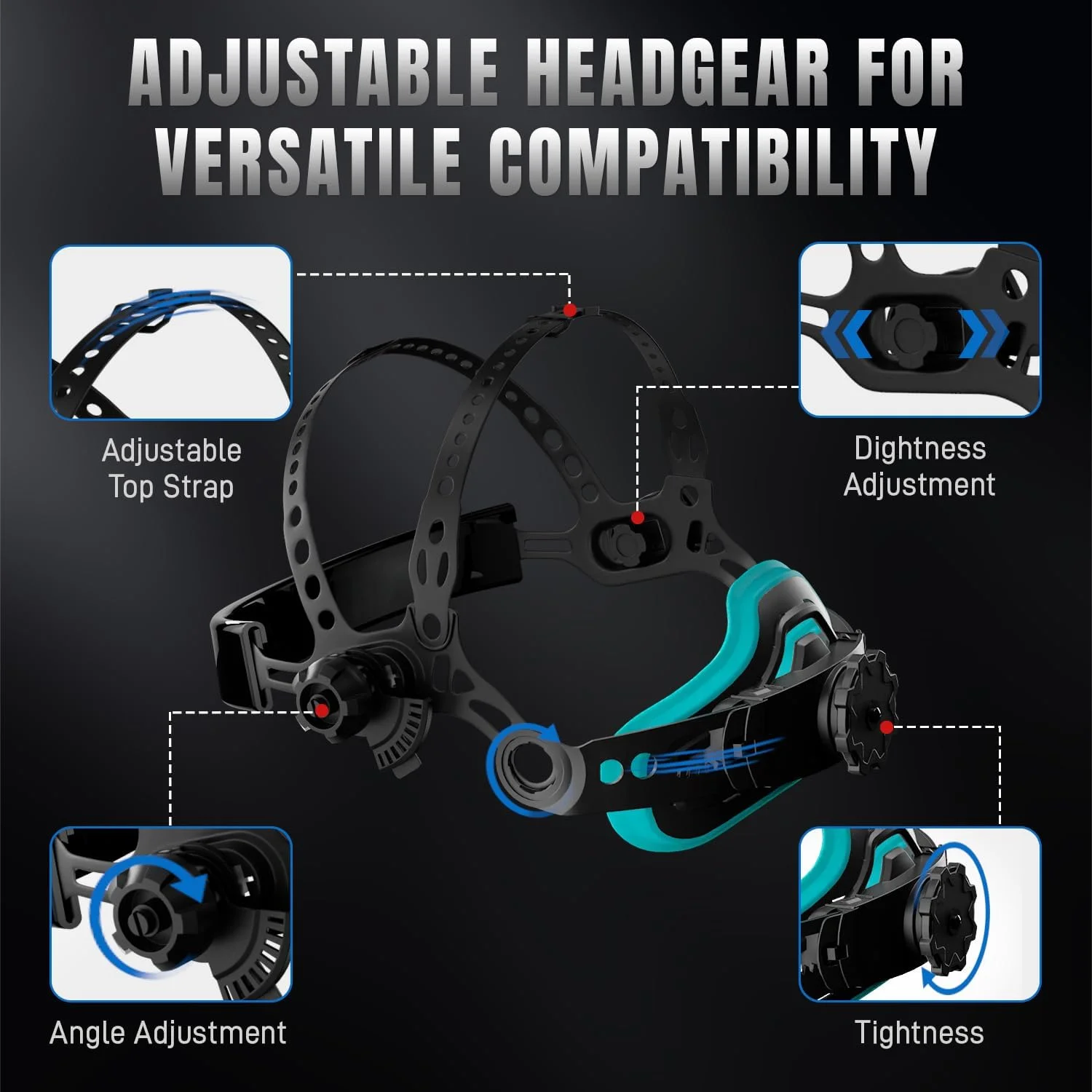 کلاه جوشکاری ANDELI با چراغ، دید پانوراما 180 درجه 3.94"X3.74" کلاه جوشکاری با تیره شدن خودکار رنگ واقعی با 4 سنسور قوس جوشکاری کلاه جوشکاری مردانه برای جوشکاری TIG MIG ARC