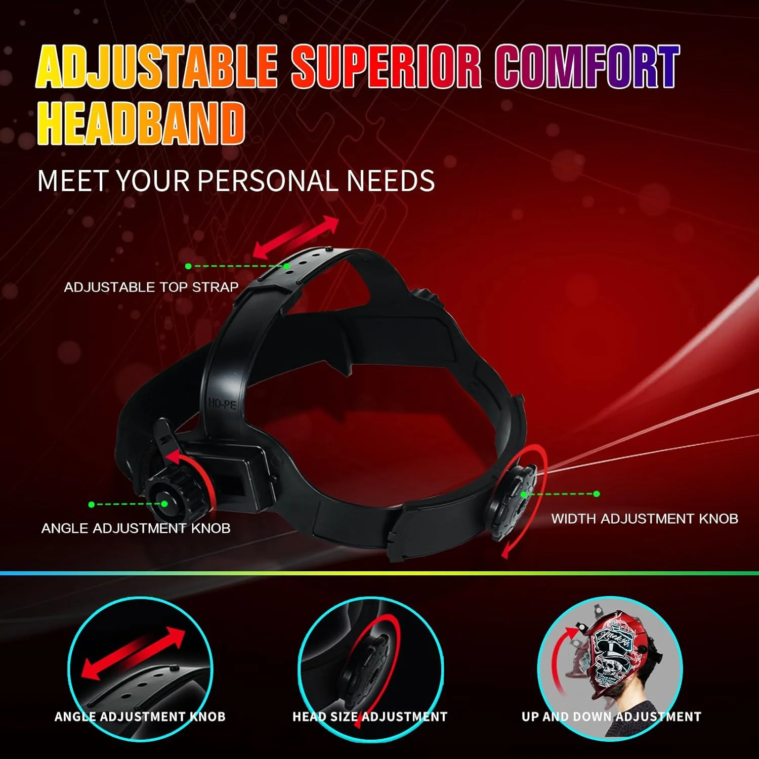 کلاه جوشکاری اتوماتیک TRQWH، ماسک جوشکاری با انرژی خورشیدی و رنگ واقعی، ماسک جوشکاری با 2 سنسور قوس، سایه گسترده 9-13، کلاه جوشکاری طرح جمجمه آتشین با قابلیت سنگ زنی و برش برای MIG TIG ARC