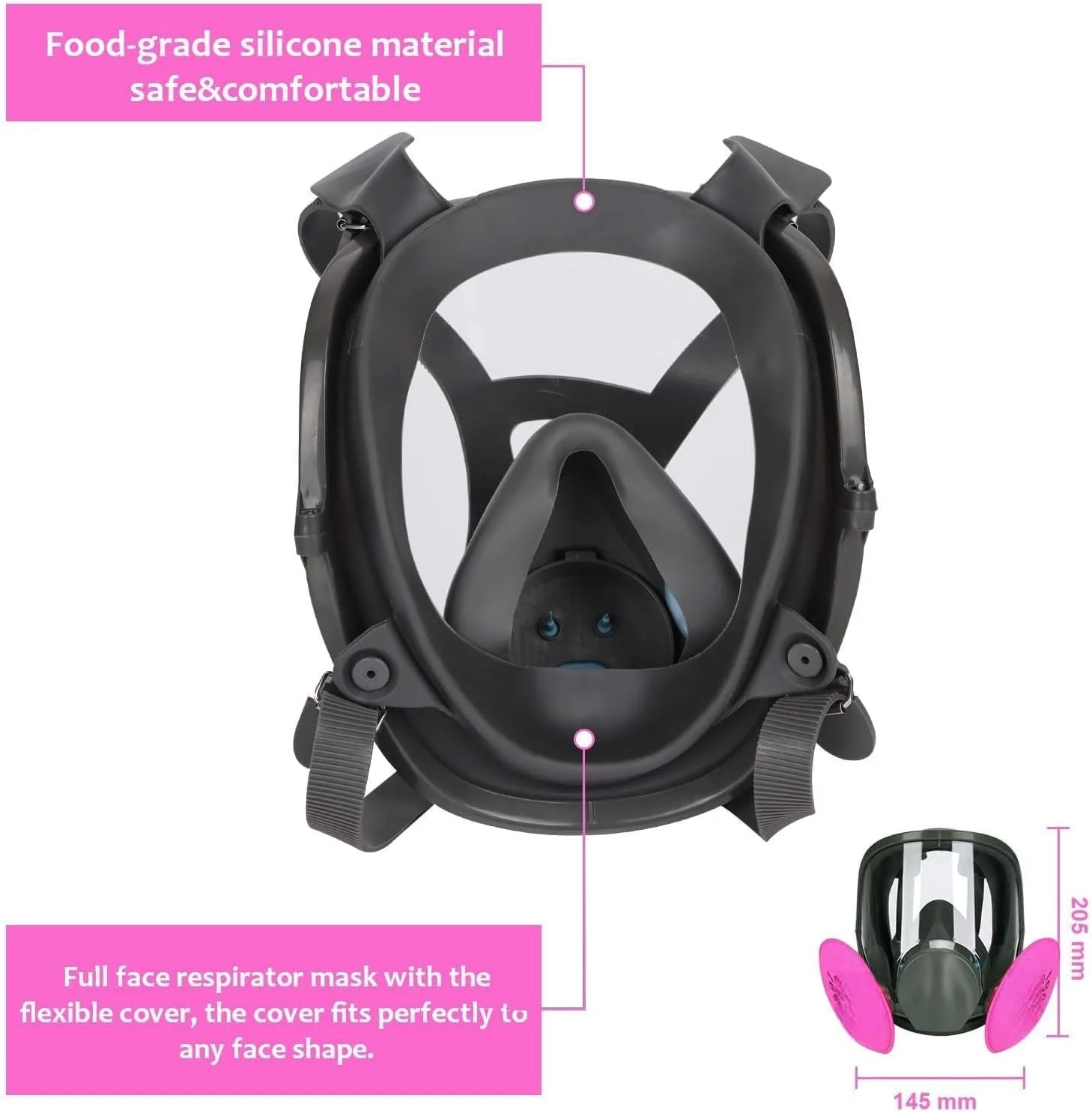 ماسک تنفسی تمام صورت THE WHITE SHOP، ماسک رنگ پوشش قابل استفاده مجدد 6800، ایده آل برای اسپری رنگ، جوشکاری تمام صورت با فیلترها