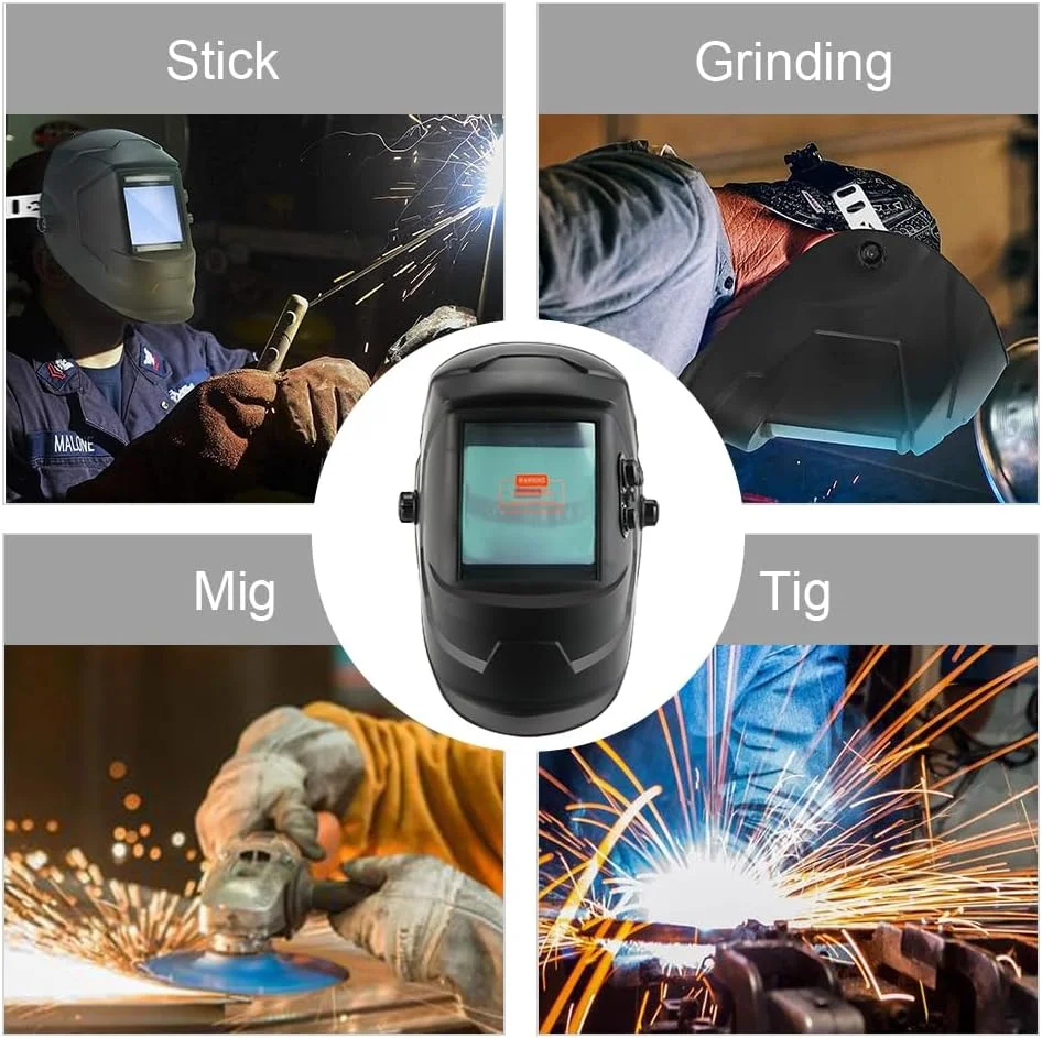 ماسک جوشکاری اتوماتیک Anesty با انرژی خورشیدی و 4 حسگر فیلتر سایه مستقل، ماسک جوشکاری ضد مه با صفحه نمایش بزرگ برای جوشکاری Mig Tig Arc و سنگ زنی [10 لنز جایگزین]