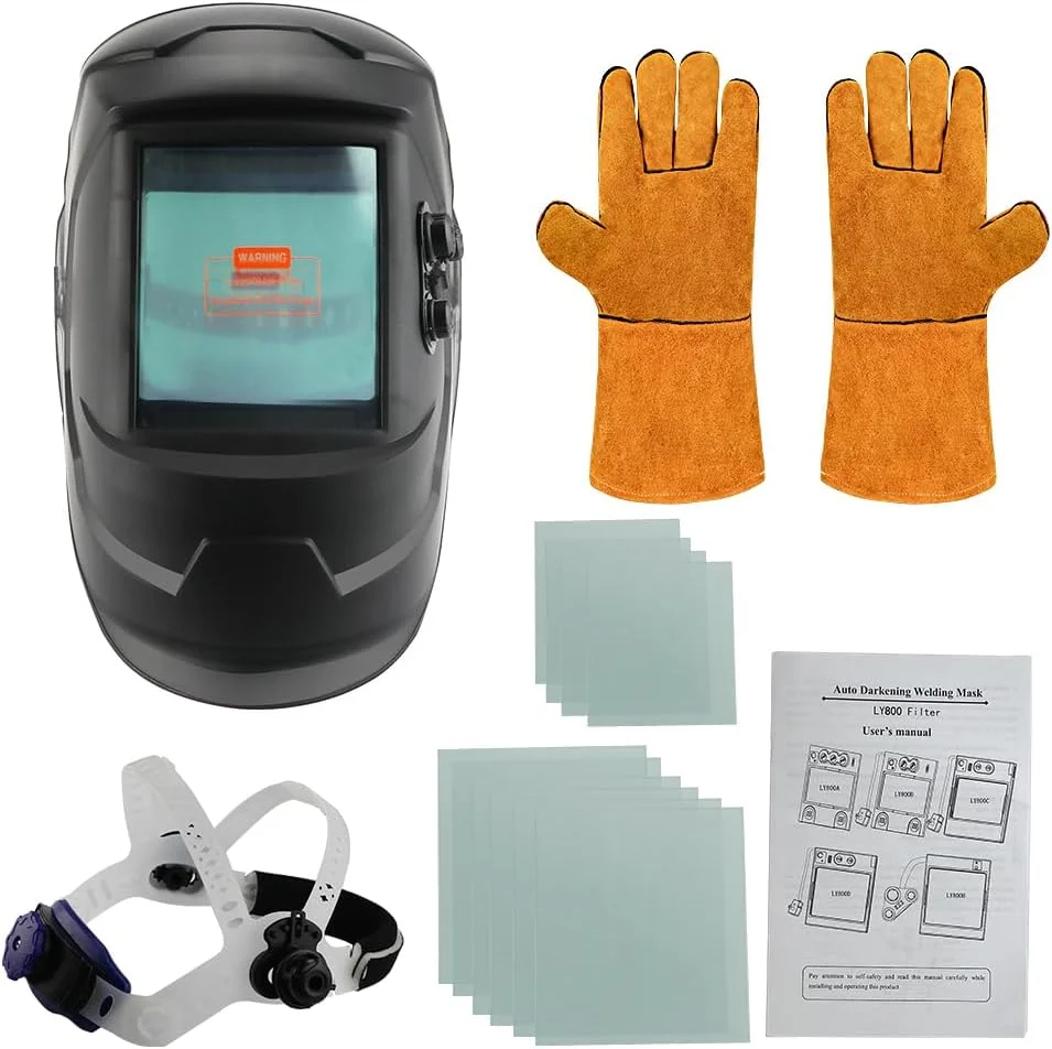 ماسک جوشکاری اتوماتیک Anesty با انرژی خورشیدی و 4 حسگر فیلتر سایه مستقل، ماسک جوشکاری ضد مه با صفحه نمایش بزرگ برای جوشکاری Mig Tig Arc و سنگ زنی [10 لنز جایگزین]