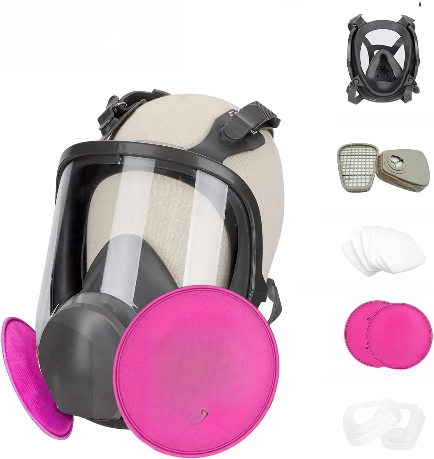 ماسک تنفسی تمام صورت THE WHITE SHOP، ماسک رنگ پوشش قابل استفاده مجدد 6800، ایده آل برای اسپری رنگ، جوشکاری تمام صورت با فیلترها