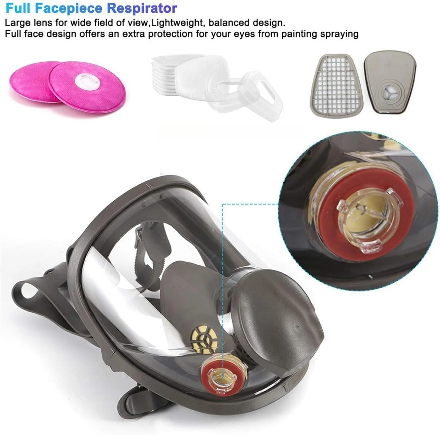 ماسک تنفسی تمام صورت THE WHITE SHOP، ماسک رنگ پوشش قابل استفاده مجدد 6800، ایده آل برای اسپری رنگ، جوشکاری تمام صورت با فیلترها