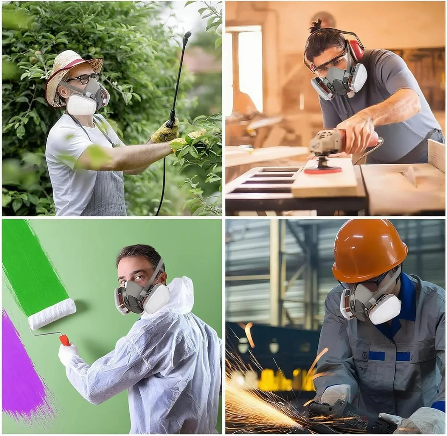 Professional Half Face Gas Mask with Safety Glasses - Reusable Respirator for Dust, Chemicals, Pesticides & Organic Vapors - Ideal for Painters, DIY Projects, Industrial Safety & Chemical Protection