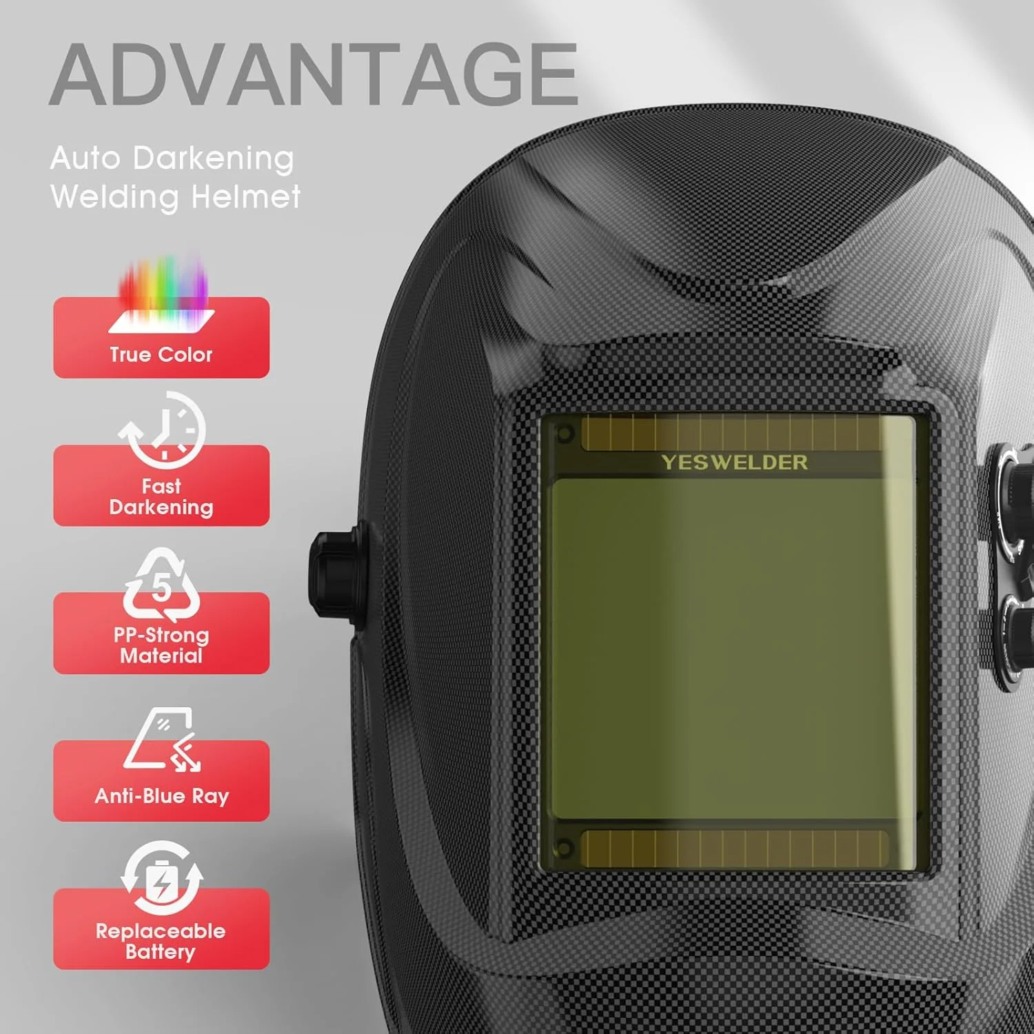 کلاه جوشکاری دید گسترده YESWELDER سری LYG-M800H