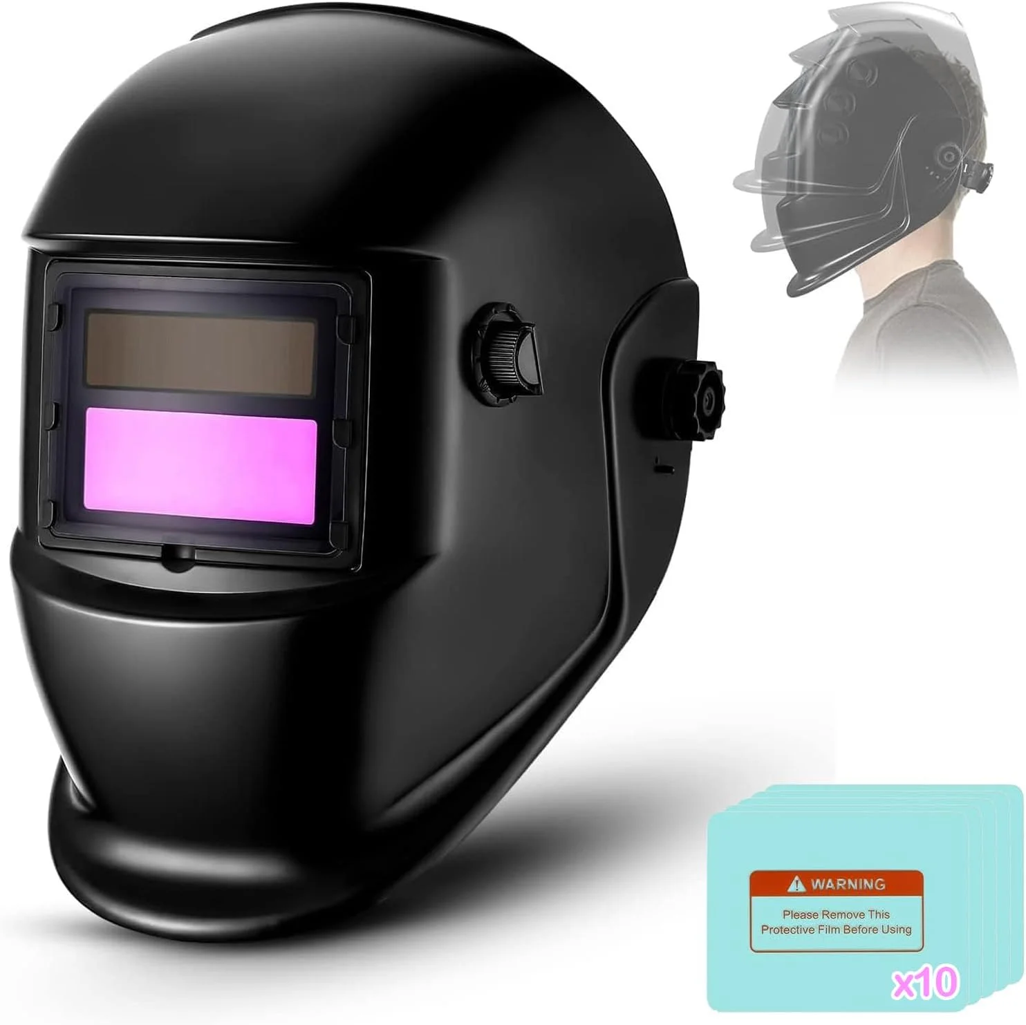 ماسک جوشکاری اتوماتیک YOUWE7 با قابلیت تنظیم و تیرگی خودکار، کلاه جوشکاری رنگ واقعی با انرژی خورشیدی، محدوده سایه گسترده 19-24 سانتی متر برای جوشکاری تیگ، میگ، آرک، برش پلاسما و سنگ زنی (فیلم محافظ * 10)