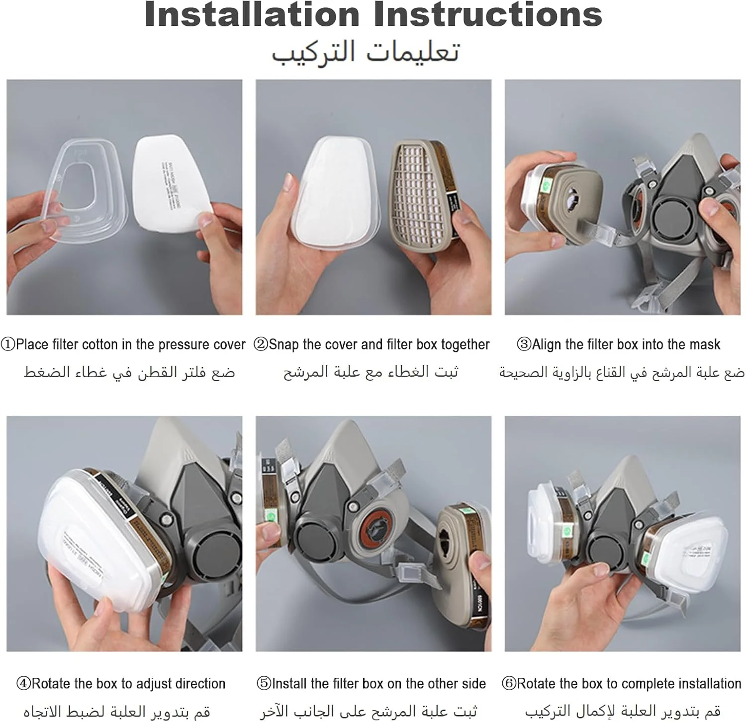 Professional Half Face Gas Mask with Safety Glasses - Reusable Respirator for Dust, Chemicals, Pesticides & Organic Vapors - Ideal for Painters, DIY Projects, Industrial Safety & Chemical Protection