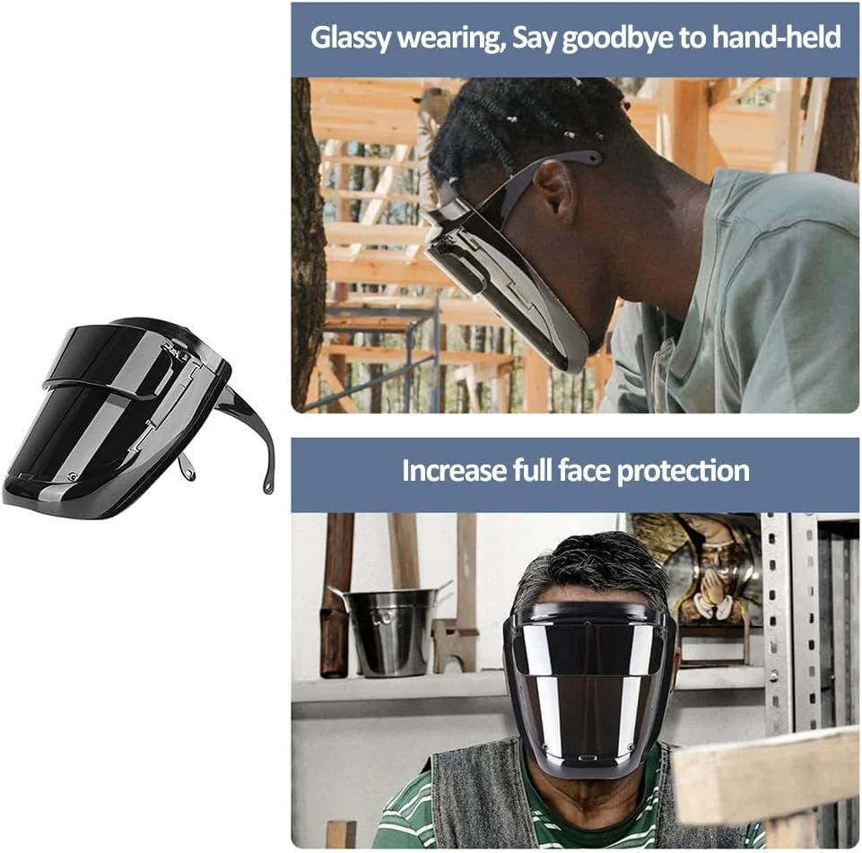 ماسک جوشکاری OUNA، ماسک جوشکاری PC با دید 180 درجه و طراحی پوشیدنی، مقاوم در برابر درجه حرارت بالا، مناسب برای جوشکاری قوس الکتریکی، سنگ زنی و برش