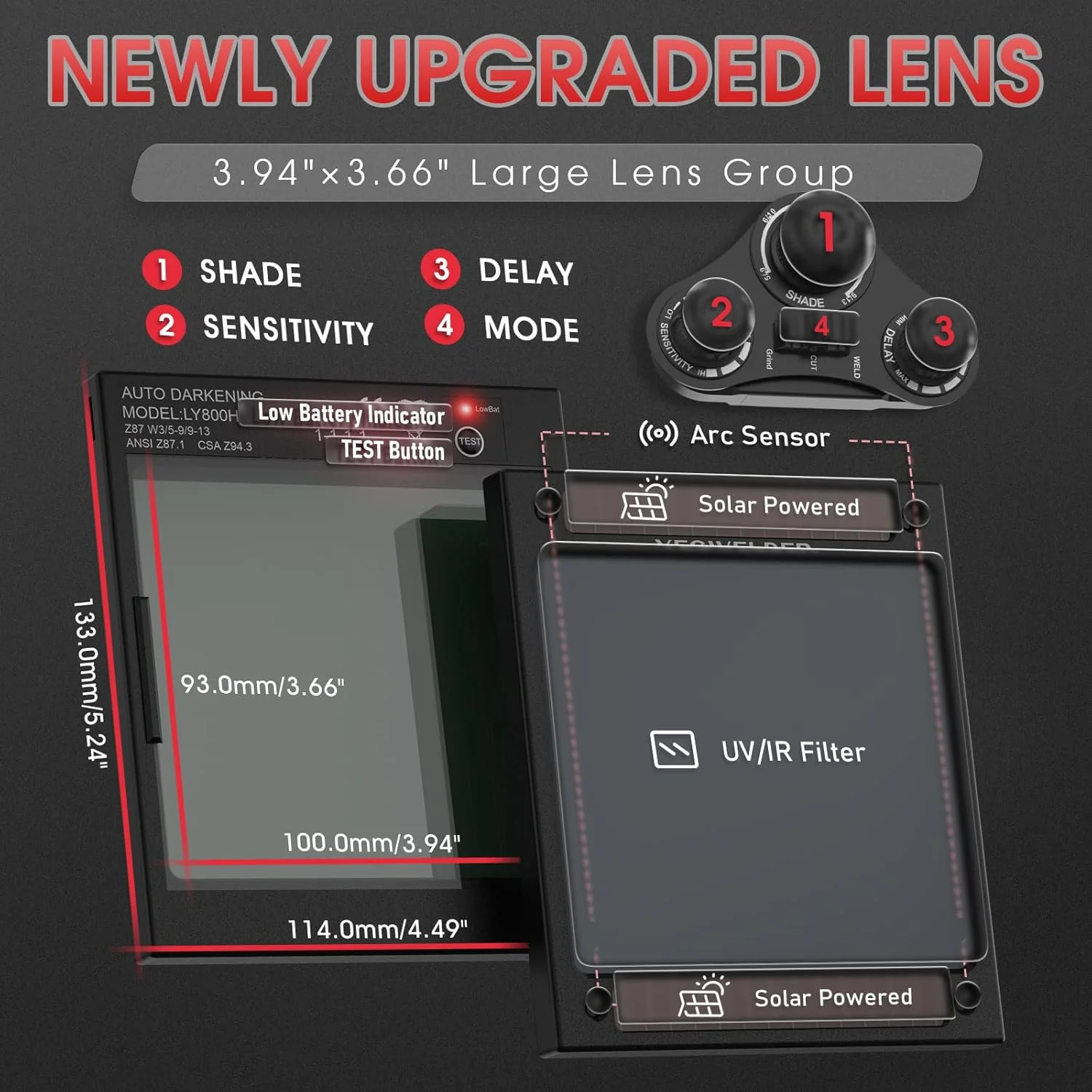 کلاه جوشکاری دید گسترده YESWELDER سری LYG-M800H