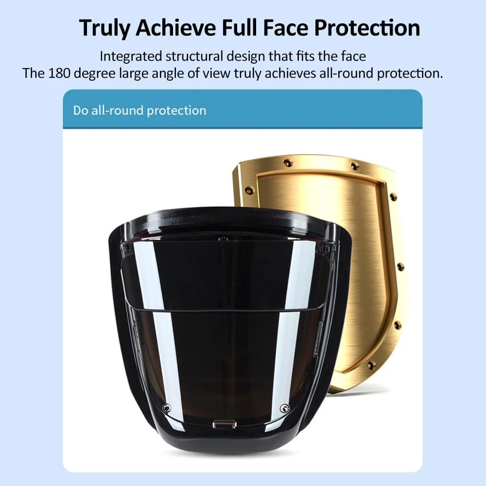 ماسک جوشکاری OUNA، ماسک جوشکاری PC با دید 180 درجه و طراحی پوشیدنی، مقاوم در برابر درجه حرارت بالا، مناسب برای جوشکاری قوس الکتریکی، سنگ زنی و برش