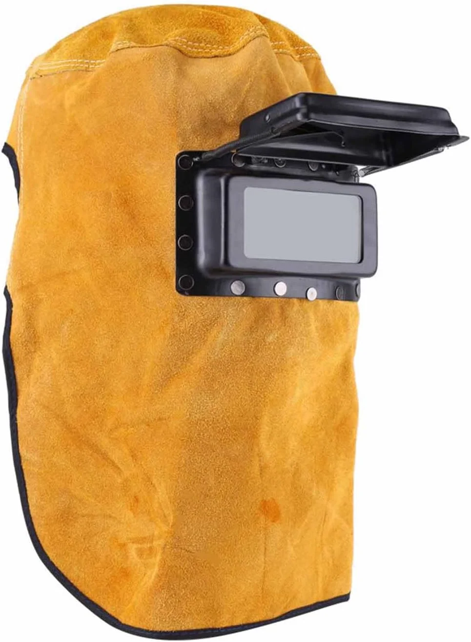 ماسک جوشکاری Denash، کلاه ایمنی جوشکاری چرمی با دور سر 60 سانتی متر، مقاوم در برابر حرارت، ماسک محافظ جوشکاری تنفسی با لنز، برای محافظت از چشم، صورت و گردن