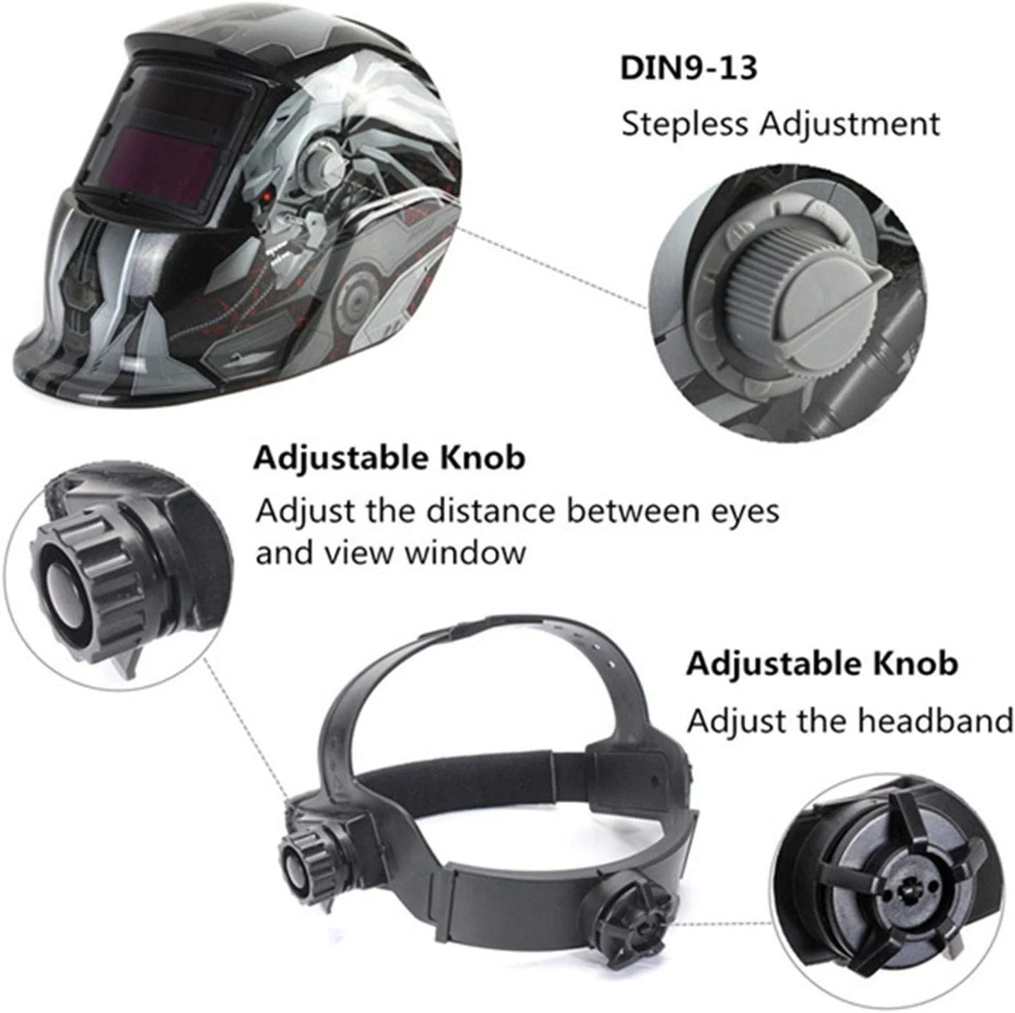 ماسک جوشکاری اتوماتیک LESOLEIL - کلاه جوشکاری با انرژی خورشیدی به همراه 2 لنز جایگزین و 2 سنسور فیلتر سایه قابل تنظیم DIN9-13 برای جوشکاری Mig Tig Arc