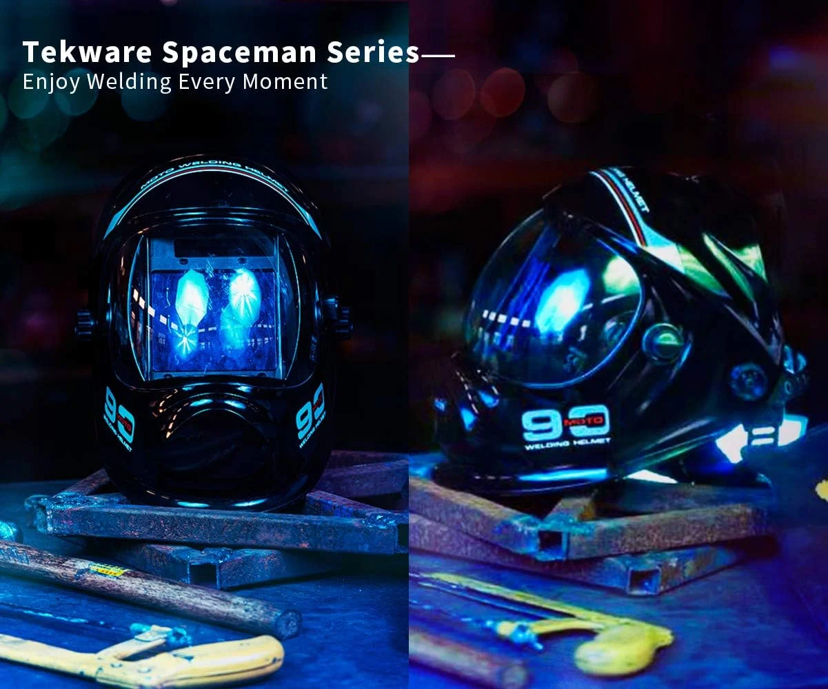 ماسک جوشکاری، ماسک جوشکاری با قابلیت تیره شوندگی خودکار و رنگ واقعی، ماسک جوشکاری با دید گسترده و انرژی خورشیدی، ماسک جوشکاری با 4 سنسور قوس و سایه گسترده 4 تا 5/9-9/13 به همراه لنز جایگزین برای جوشکاری تیگ، میگ، قوس الکتریکی و سنگ زنی