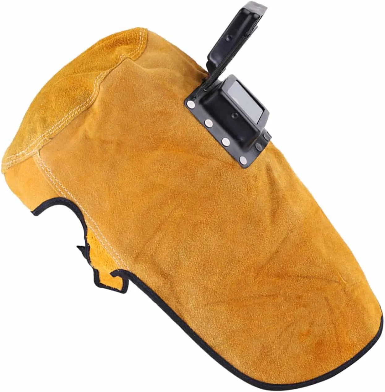 ماسک جوشکاری Denash، کلاه ایمنی جوشکاری چرمی با دور سر 60 سانتی متر، مقاوم در برابر حرارت، ماسک محافظ جوشکاری تنفسی با لنز، برای محافظت از چشم، صورت و گردن