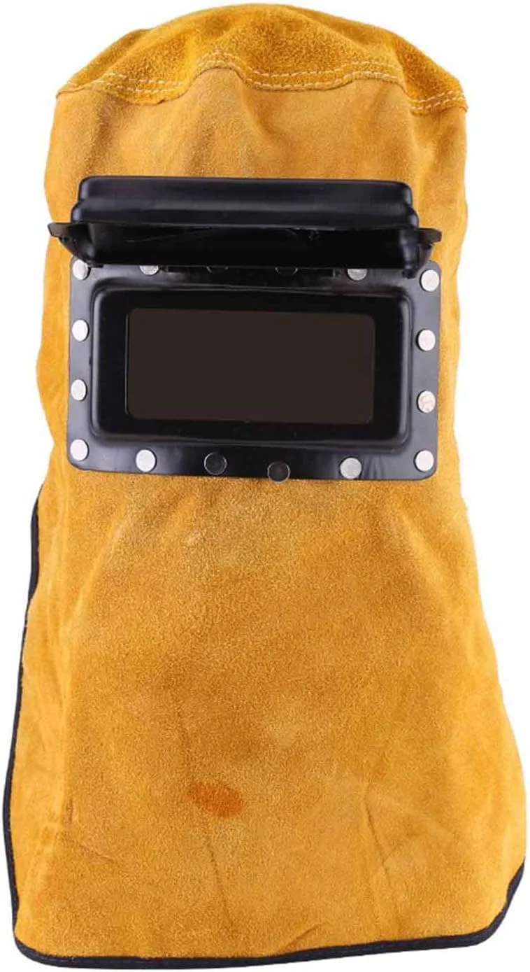 ماسک جوشکاری Denash، کلاه ایمنی جوشکاری چرمی با دور سر 60 سانتی متر، مقاوم در برابر حرارت، ماسک محافظ جوشکاری تنفسی با لنز، برای محافظت از چشم، صورت و گردن