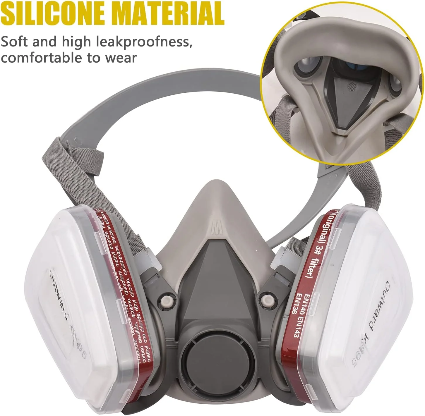 ماسک تنفسی نیم صورت 6200، ماسک گاز قابل استفاده مجدد با عینک ایمنی برای رنگ آمیزی، بخارات آلی، جوشکاری، پولیش، نجاری و سایر محافظت های کاری