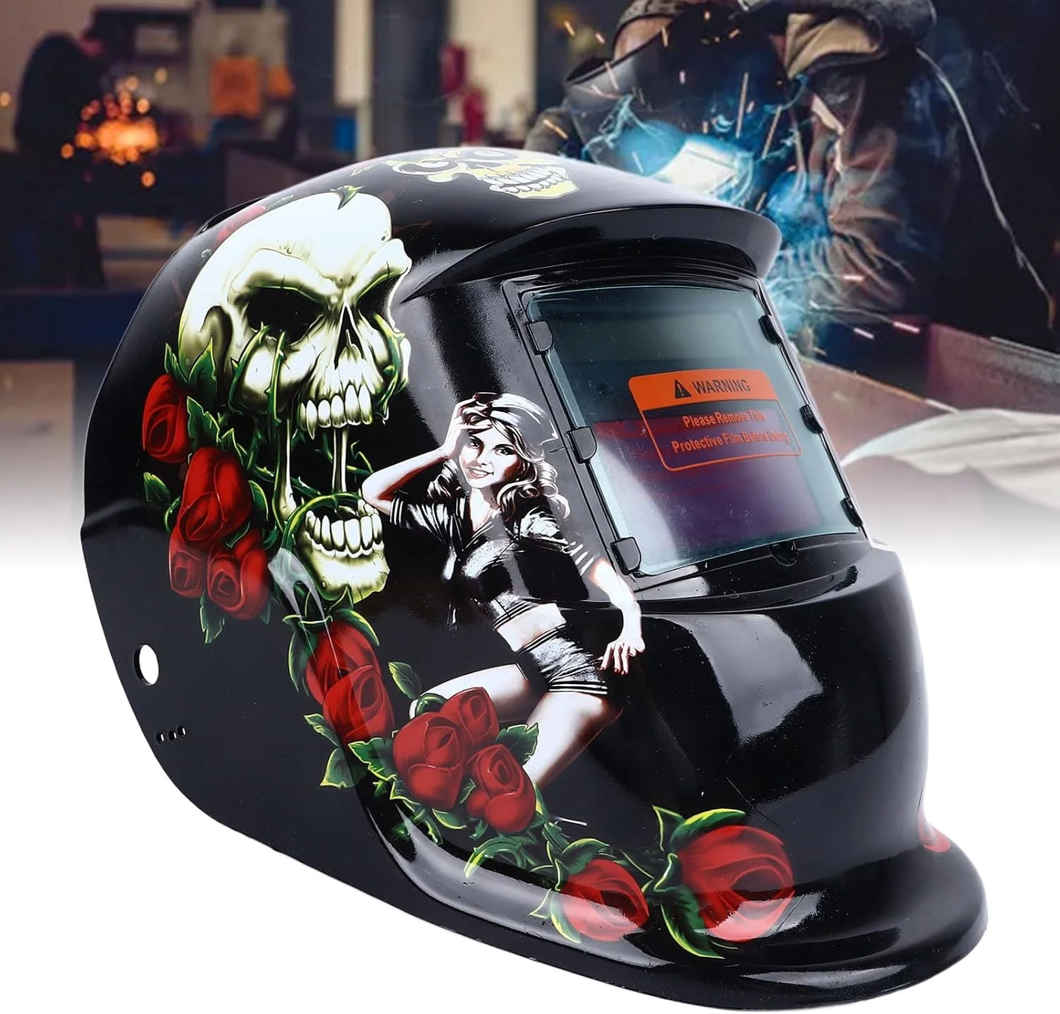 ماسک جوشکاری اتوماتیک Cryfokt، کلاه جوشکاری رنگی با انرژی خورشیدی و دید بزرگ، کلاه با محدوده سایه گسترده و سیاهی قابل تنظیم برای جوشکار آرگون