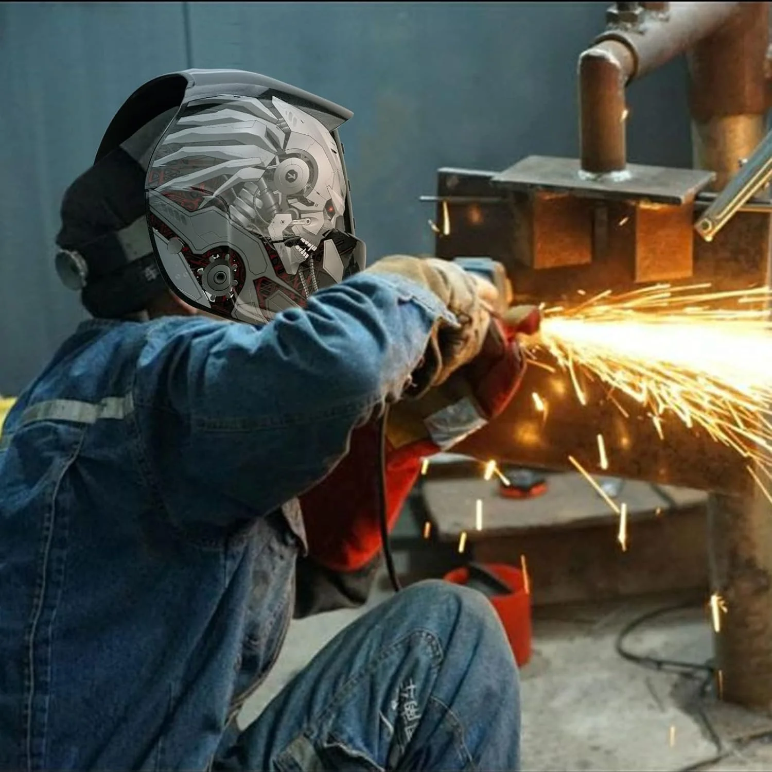 ماسک جوشکاری اتوماتیک LESOLEIL - کلاه جوشکاری با انرژی خورشیدی به همراه 2 لنز جایگزین و 2 سنسور فیلتر سایه قابل تنظیم DIN9-13 برای جوشکاری Mig Tig Arc