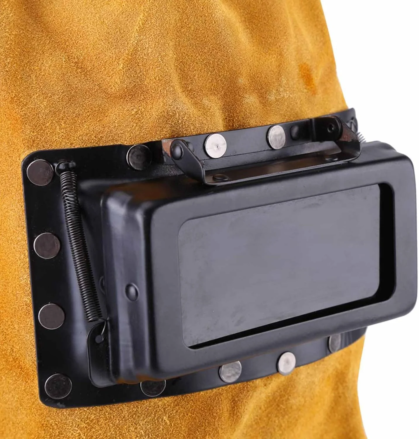 ماسک جوشکاری Denash، کلاه ایمنی جوشکاری چرمی با دور سر 60 سانتی متر، مقاوم در برابر حرارت، ماسک محافظ جوشکاری تنفسی با لنز، برای محافظت از چشم، صورت و گردن