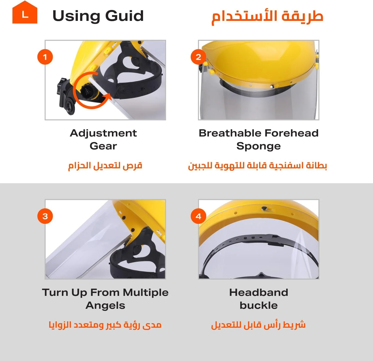 محافظ صورت جوشکاری شفاف فیتو با فیلم شفاف و قاب زرد | ضد پاشش، محافظت کامل از صورت | ماسک ایمنی سبک وزن، قابل تنظیم و بادوام برای جوشکاری، سنگ زنی و برش