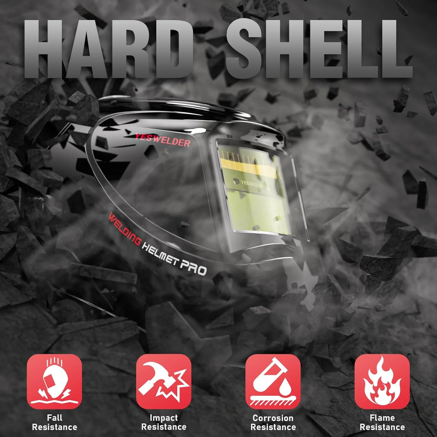 کلاه ایمنی جوشکاری اتوماتیک با انرژی خورشیدی و رنگ واقعی YESWELDER، سایه گسترده 4/9-13 برای کلاه جوشکاری TIG MIG ARC