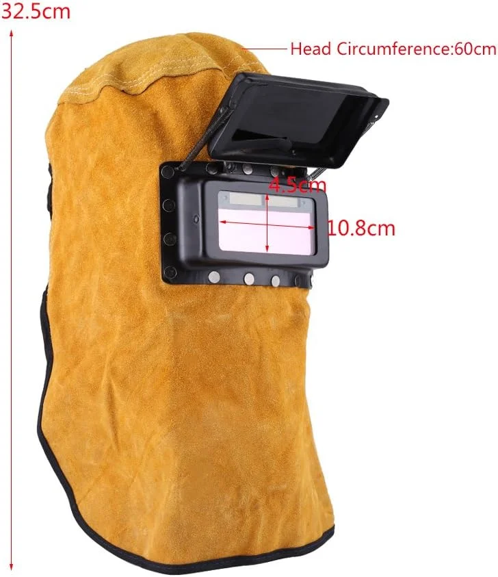 کلاه جوشکاری تیره شونده Eujgoov با لنز و ماسک جوشکاری چرمی برای کارگران جوشکاری