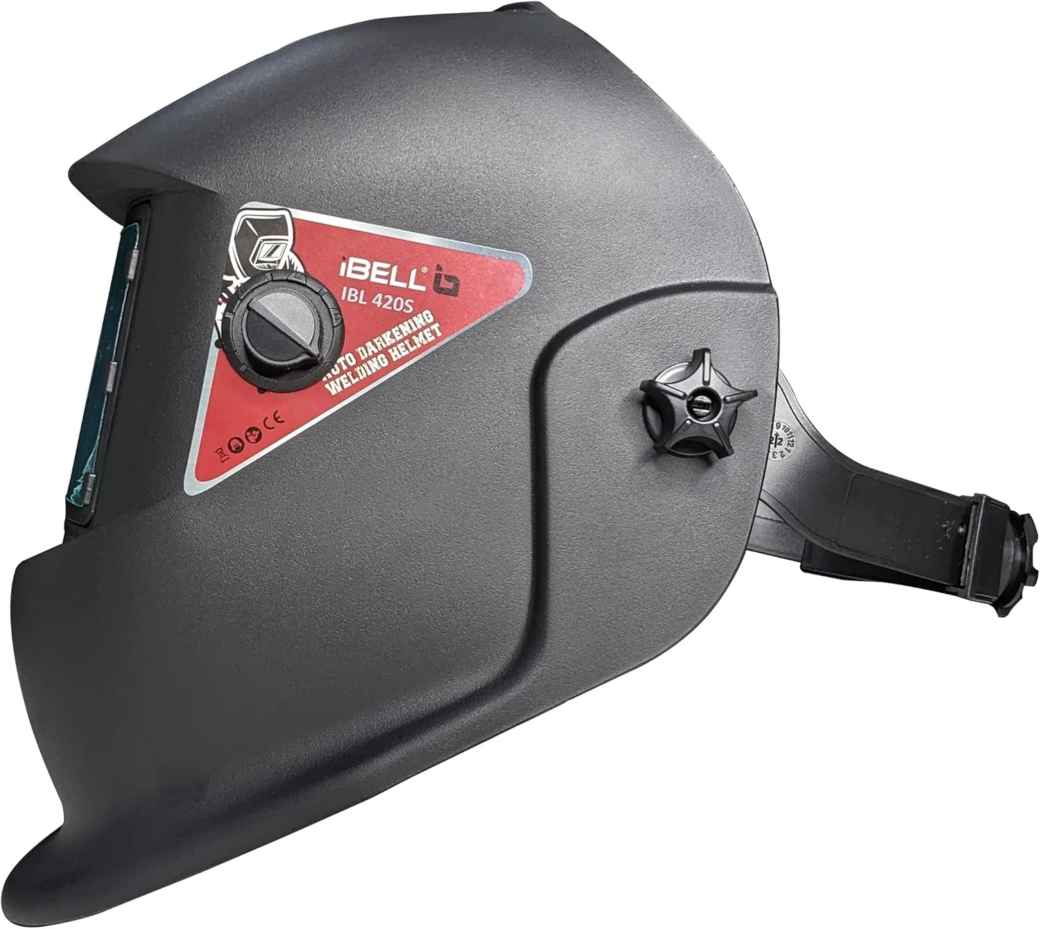 ماسک جوشکاری اتوماتیک تیره شونده iBELL مدل IBL 420S – با منبع تغذیه خورشیدی و باتری، 2 سنسور قوس، سایه قابل تنظیم DIN 9-13، حالت سنگ زنی، محافظت در برابر اشعه ماوراء بنفش/مادون قرمز – برای جوشکاری MIG، TIG، MMA (محدوده دید 93×43 میلی متر)